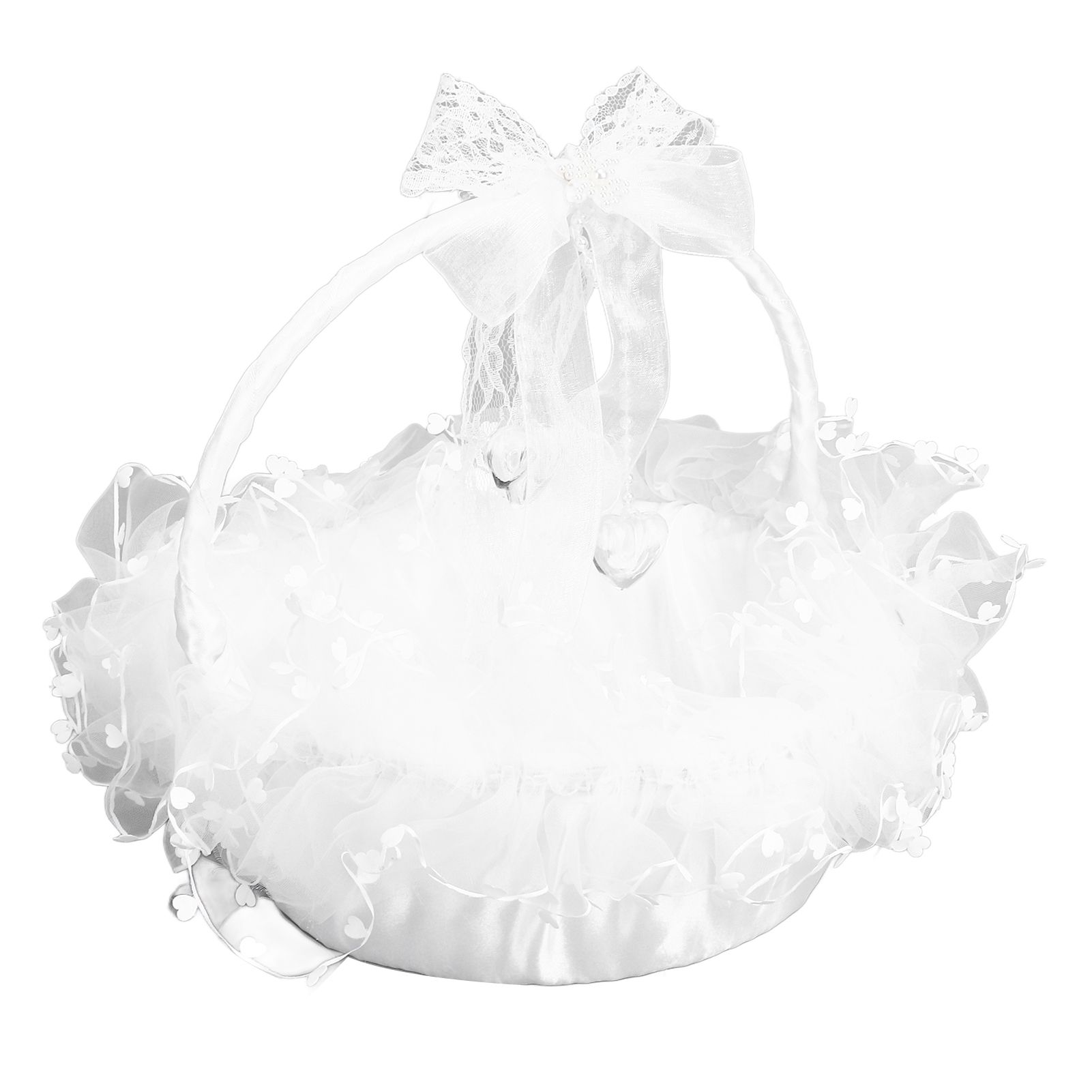 Flower Girl Basket Elegant Style Portable Durable Lace Material Wide view 8