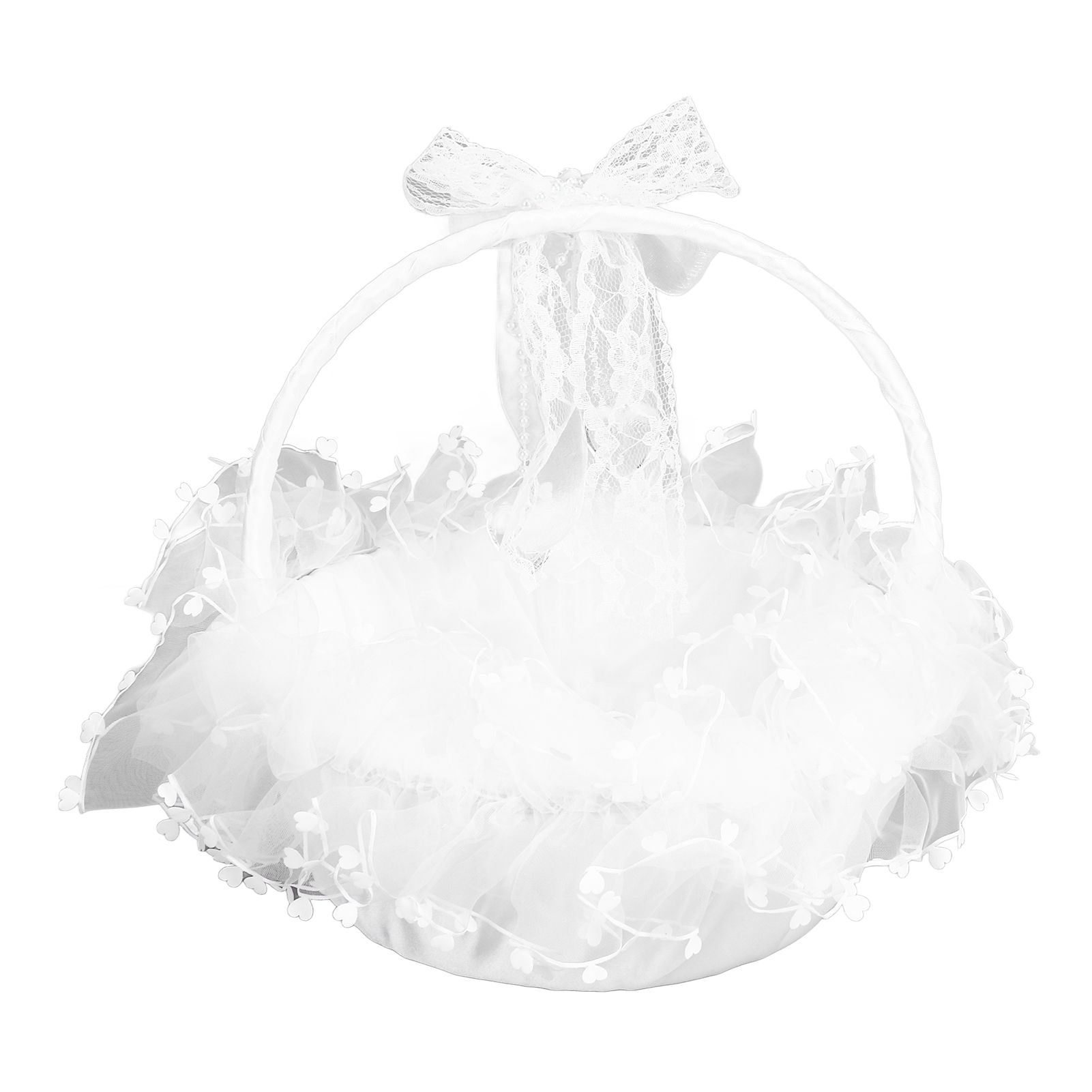 Flower Girl Basket Elegant Style Portable Durable Lace Material Wide view 9