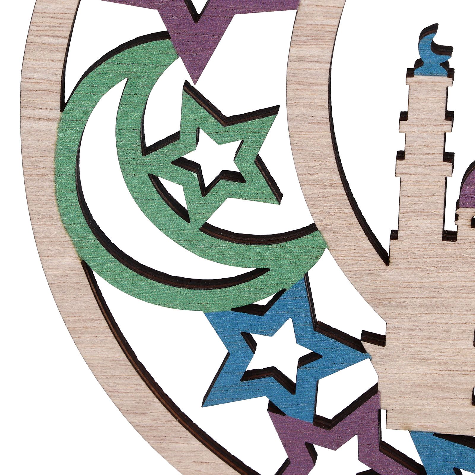 Wood Moon Ornaments Eid Mubarak Moon Decoration Enhances Festival Ambient for view 13