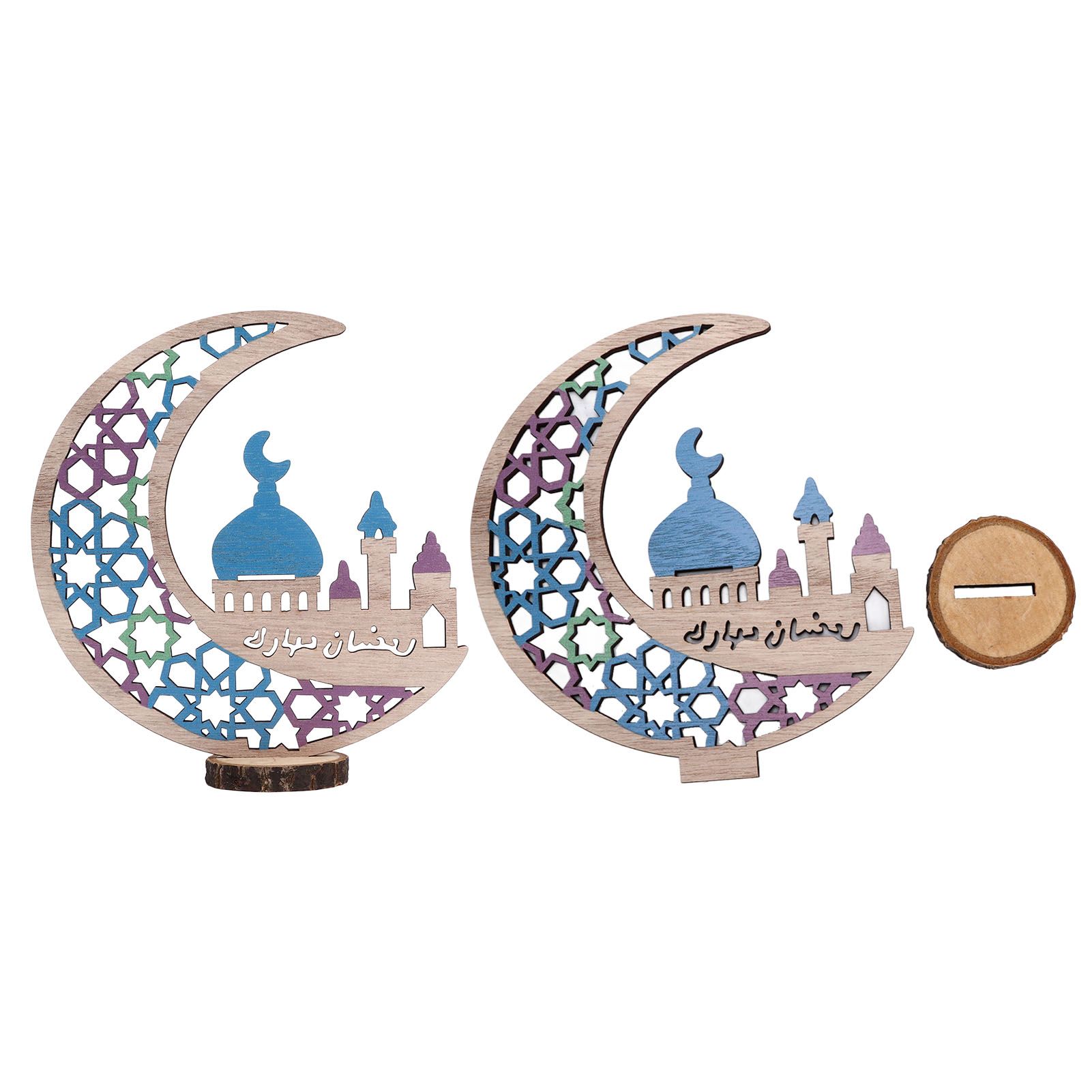 Wood Moon Ornaments Eid Mubarak Moon Decoration Enhances Festival Ambient for view 6