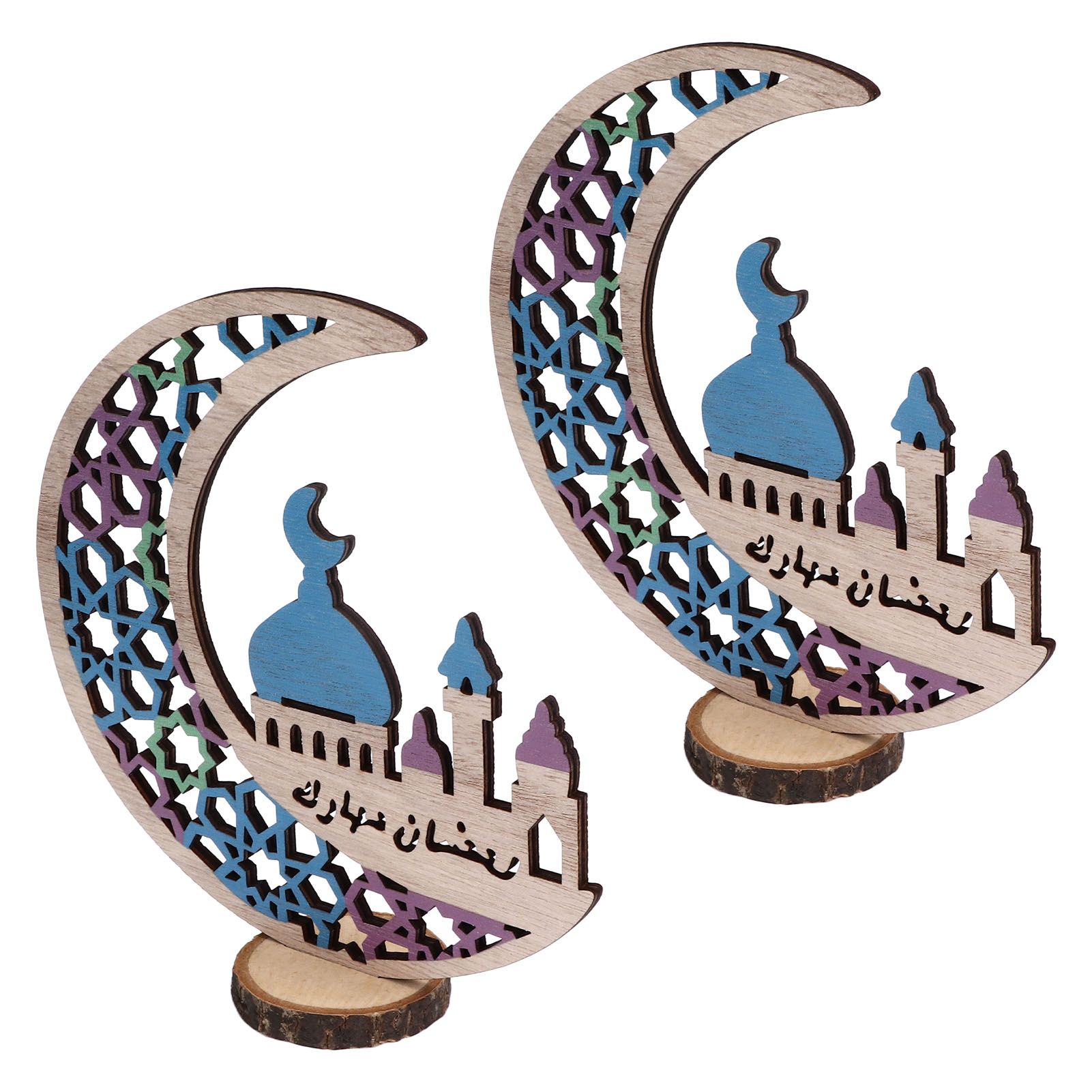 Wood Moon Ornaments Eid Mubarak Moon Decoration Enhances Festival Ambient for view 10