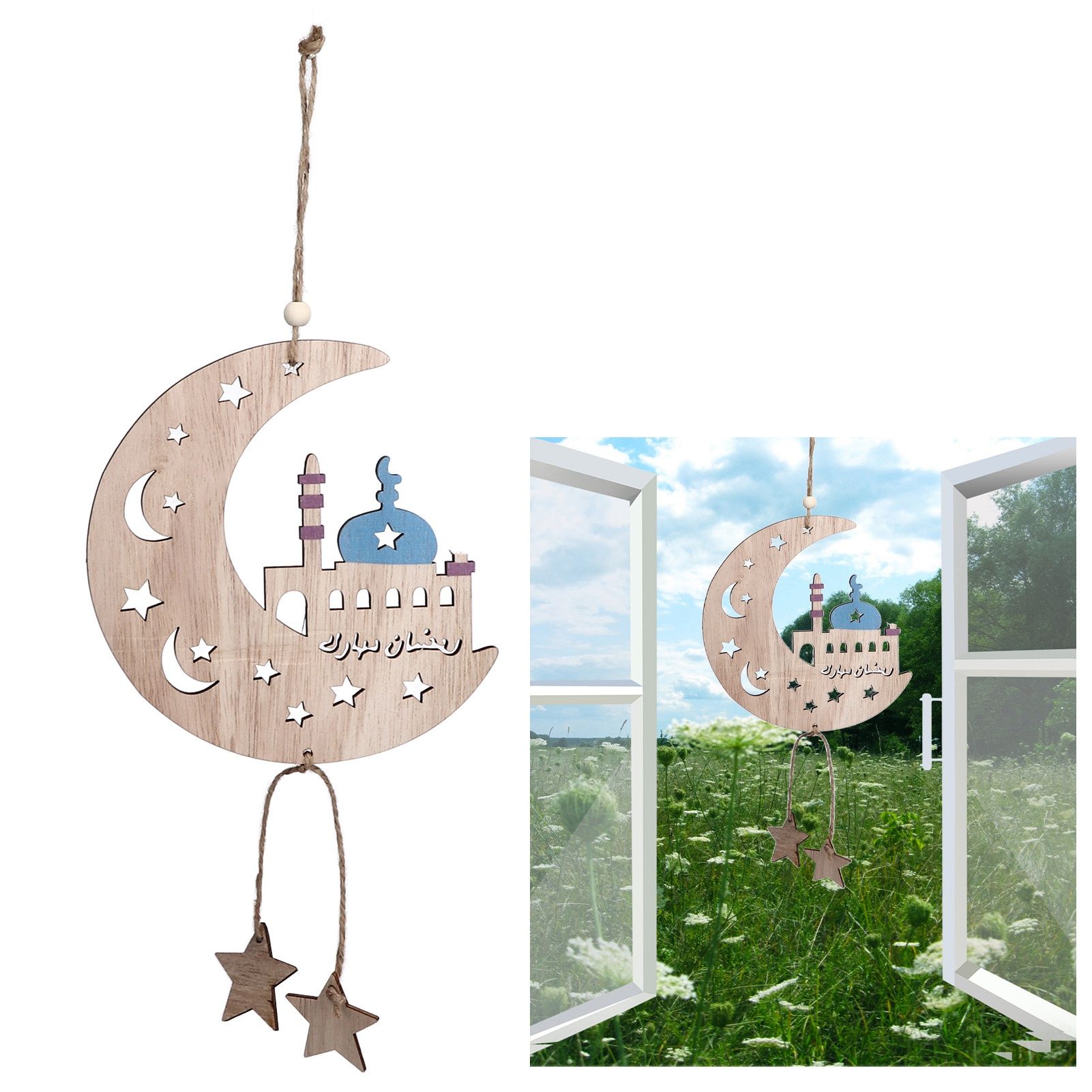 2pcs Moon Eid Hanging Decoration Eid Al‑Fitr Ornaments Decorations Pendant view 12