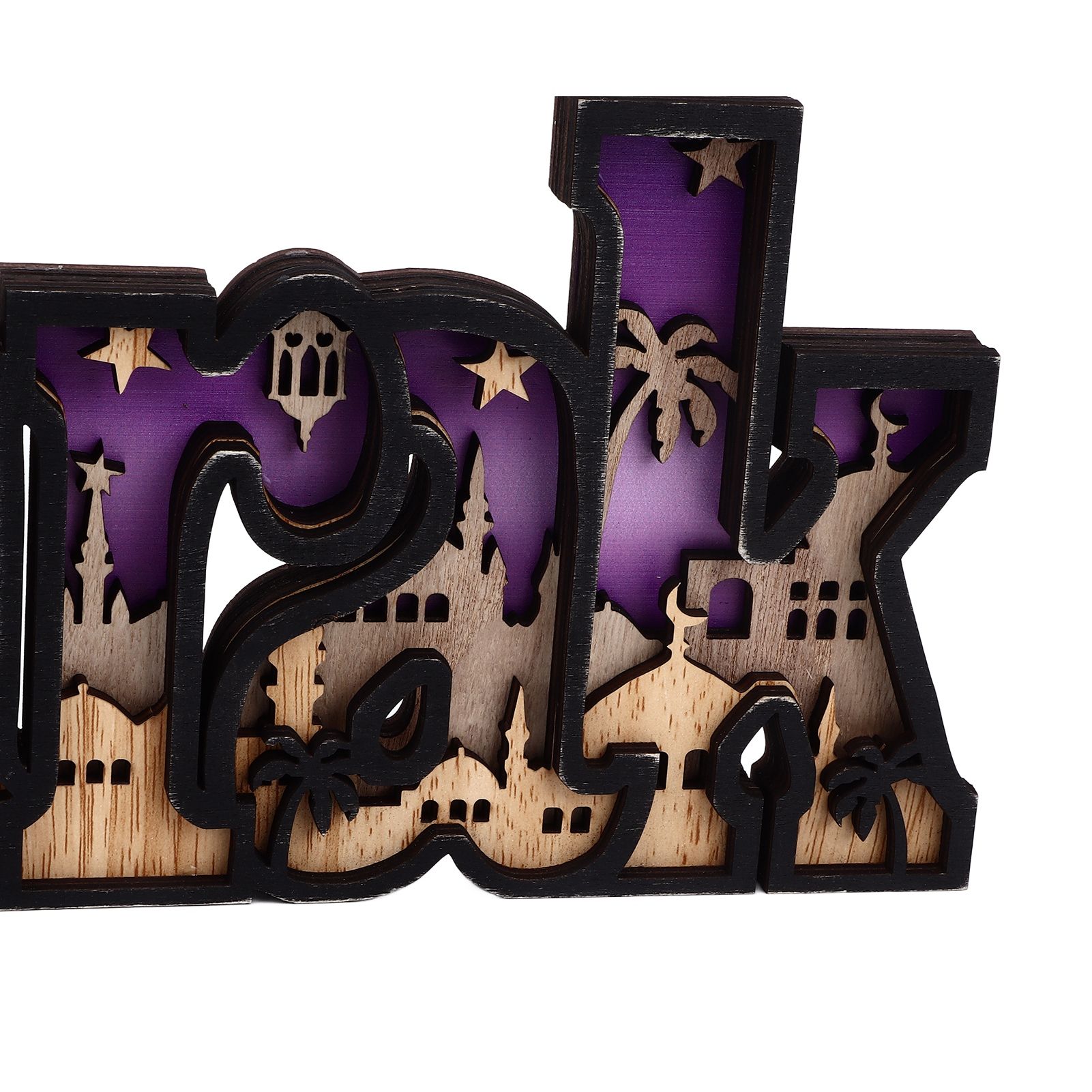 Wooden EID Letter Decoration Multilayer Carving Boxwood Wooden Eid Decorations view 13