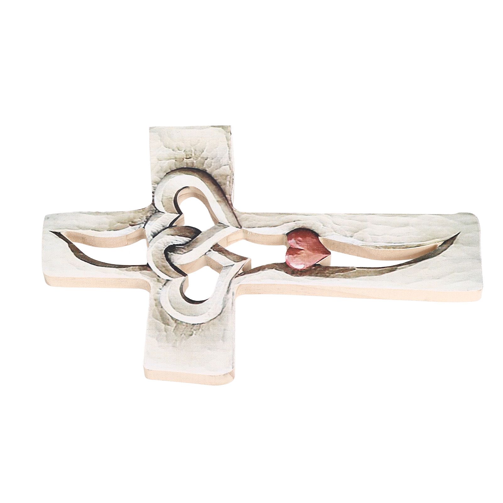 Carved Wooden Cross Intertwined Hearts Wall Hanging Hand Carved Wood Cross for view 7