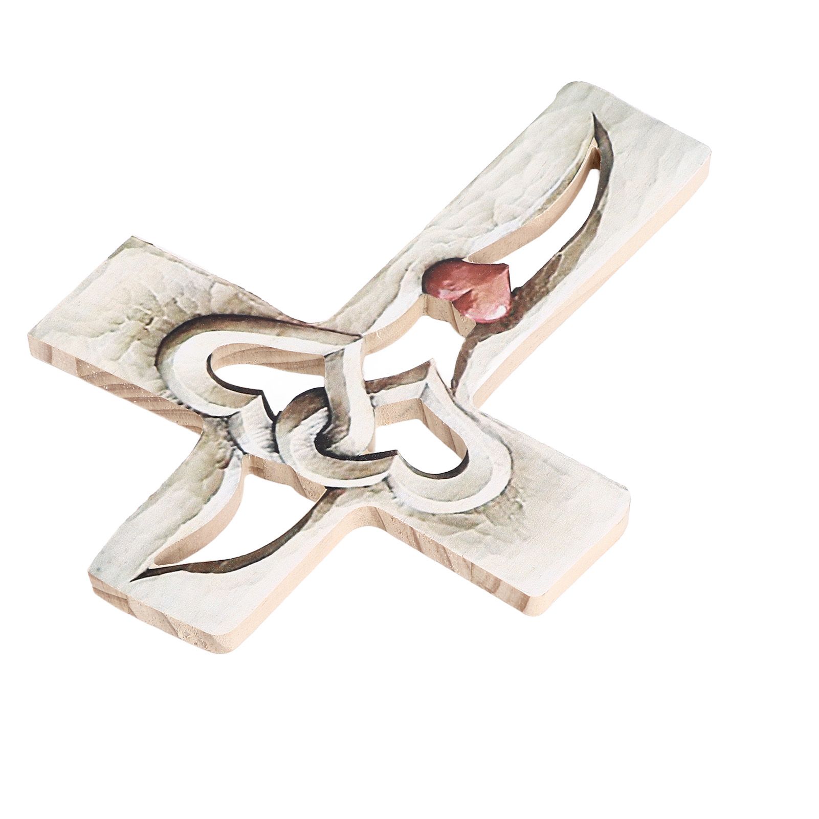 Carved Wooden Cross Intertwined Hearts Wall Hanging Hand Carved Wood Cross for view 8
