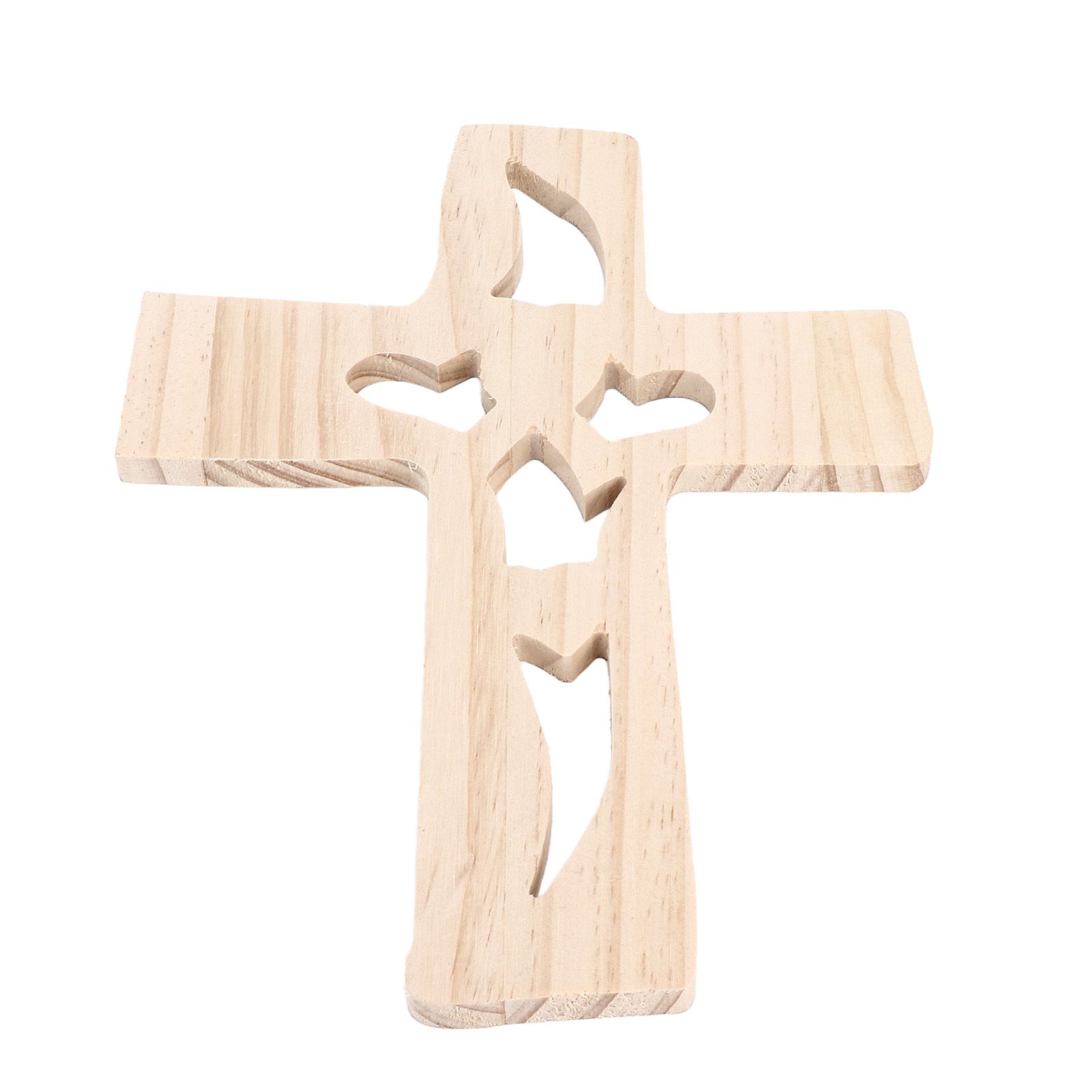Carved Wooden Cross Intertwined Hearts Wall Hanging Hand Carved Wood Cross for view 13