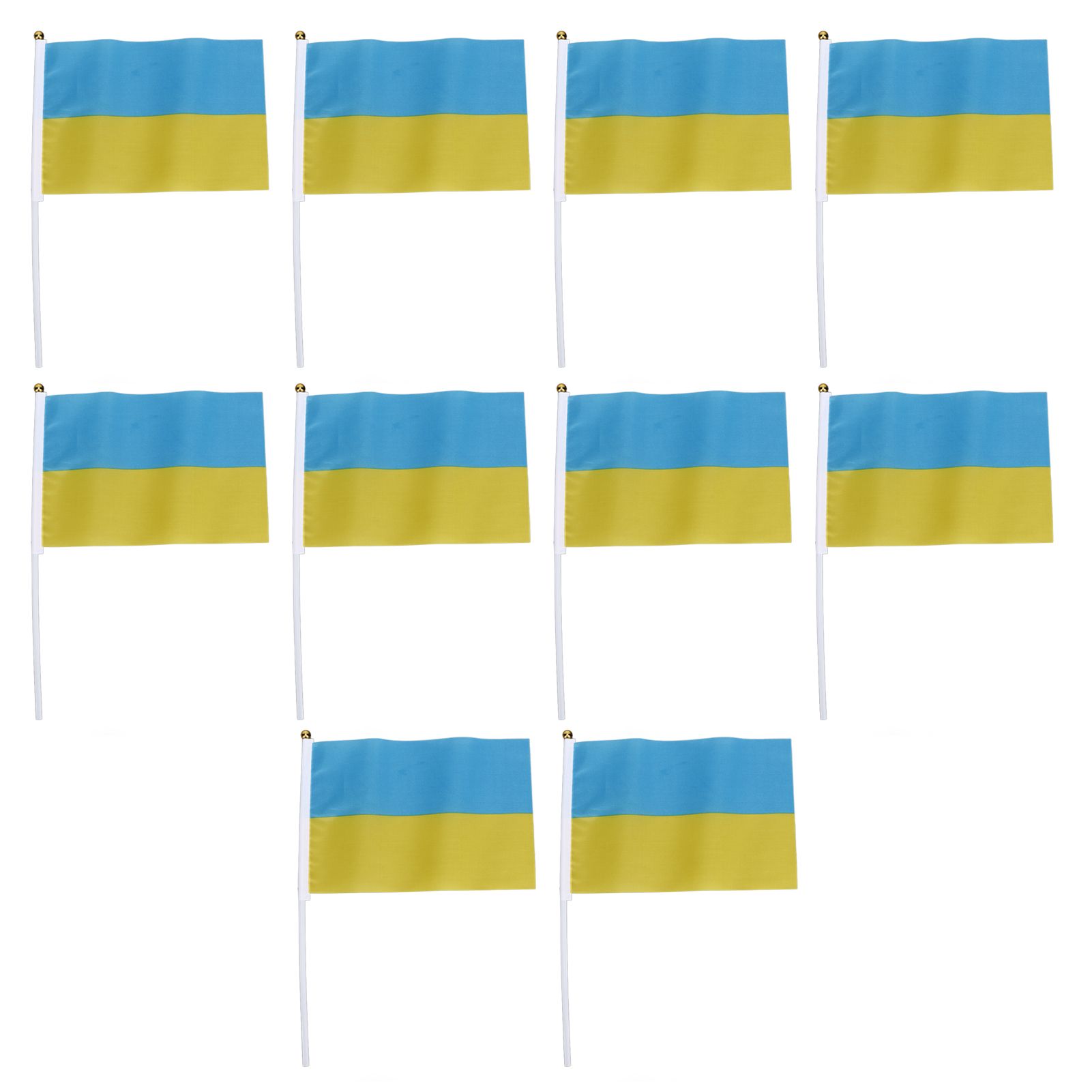 10 Set Ukraine Handheld Flags Mini Polyester Ukrainian Hand Waving Flag for
