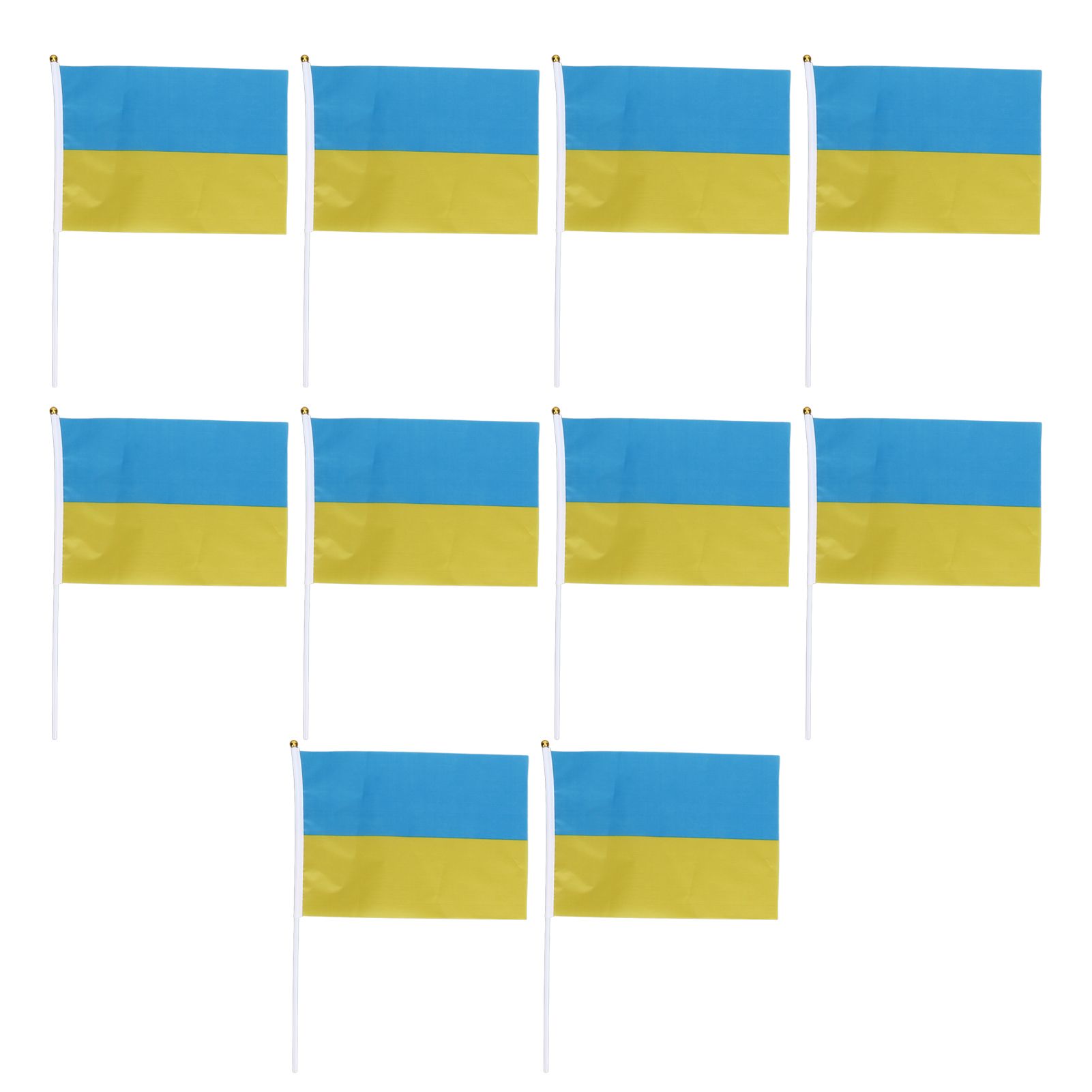 10 Sets Ukraine Handheld Flags Polyester Fade Resistant Mini Lightweight