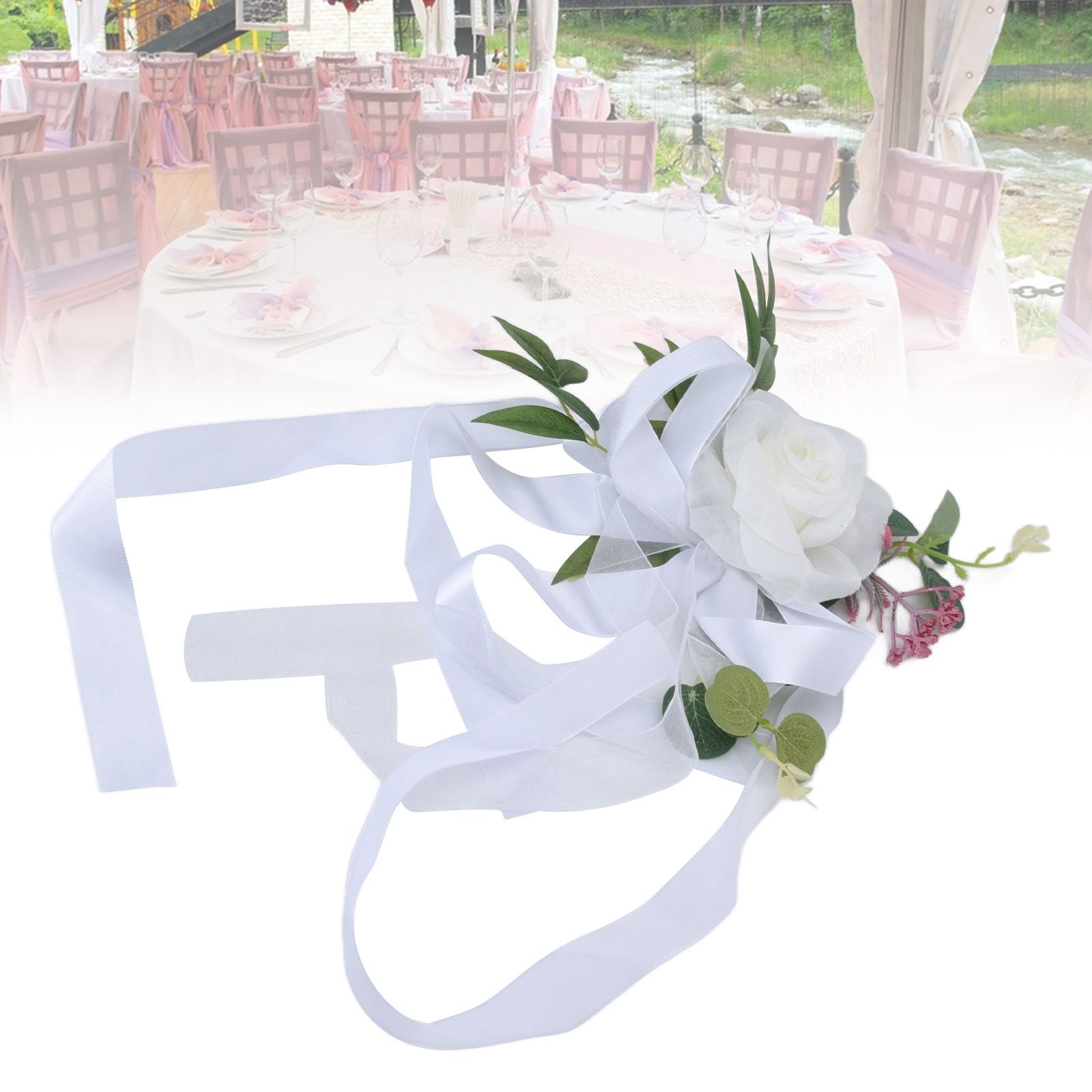 Wedding Chair Flower Nordic Style Simulation Wedding Chair Decoration for view 11