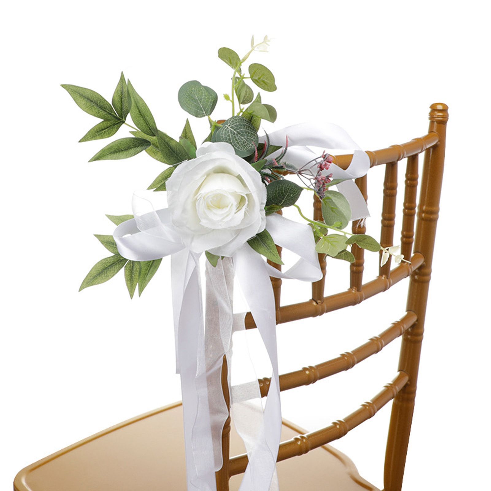Wedding Chair Flower Nordic Style Simulation Wedding Chair Decoration for view 12