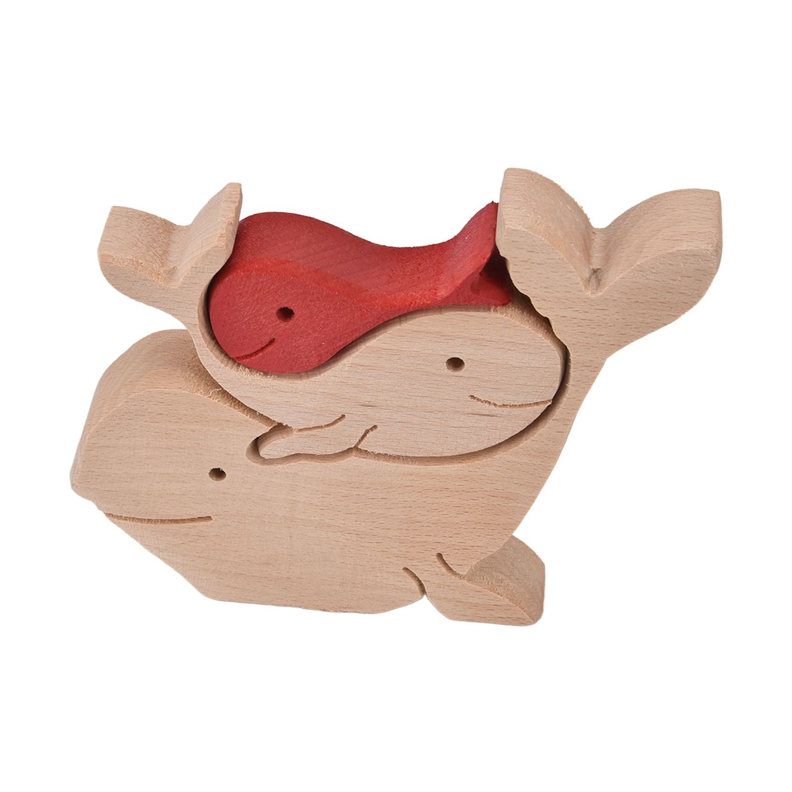 Wooden Animal Ornament Cute Shape Animal Family Handcrafted Mini Wooden view 4