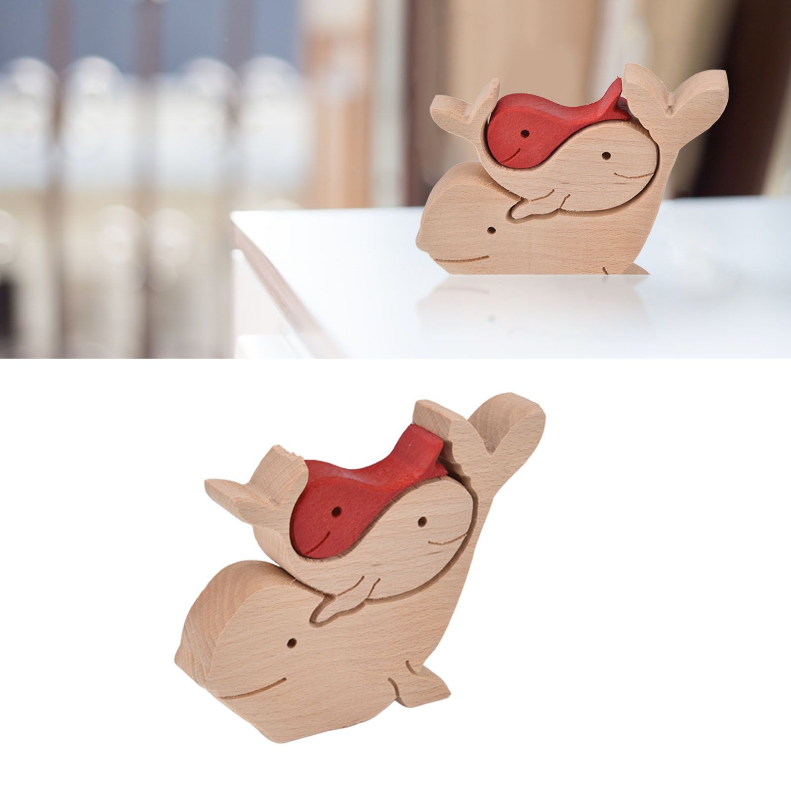 Wooden Animal Ornament Cute Shape Animal Family Handcrafted Mini Wooden view 11