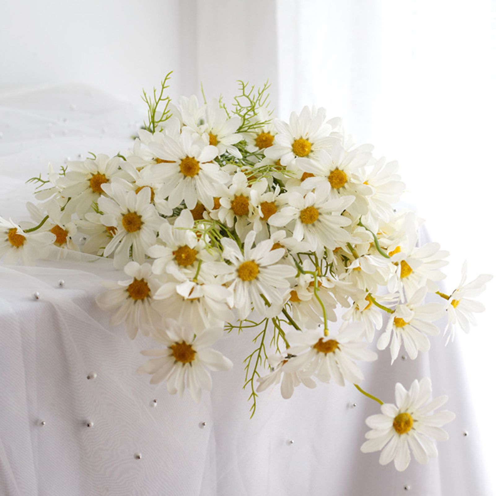 Artificial Daisy Silk Plastic Soft Easy Cleaning Attractive Decorative Fake view 5