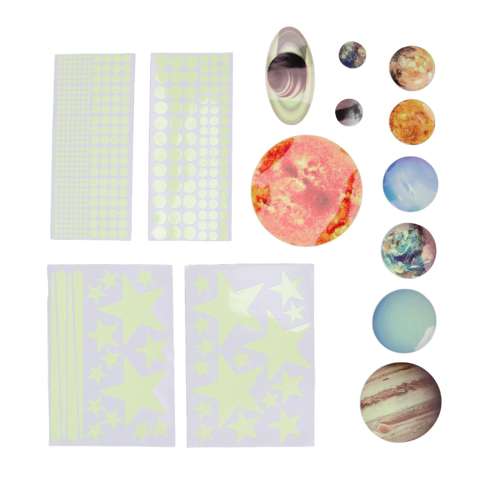 14pcs Glowing Planets Wall Stickers Glow in The Dark Star Solar System Decal