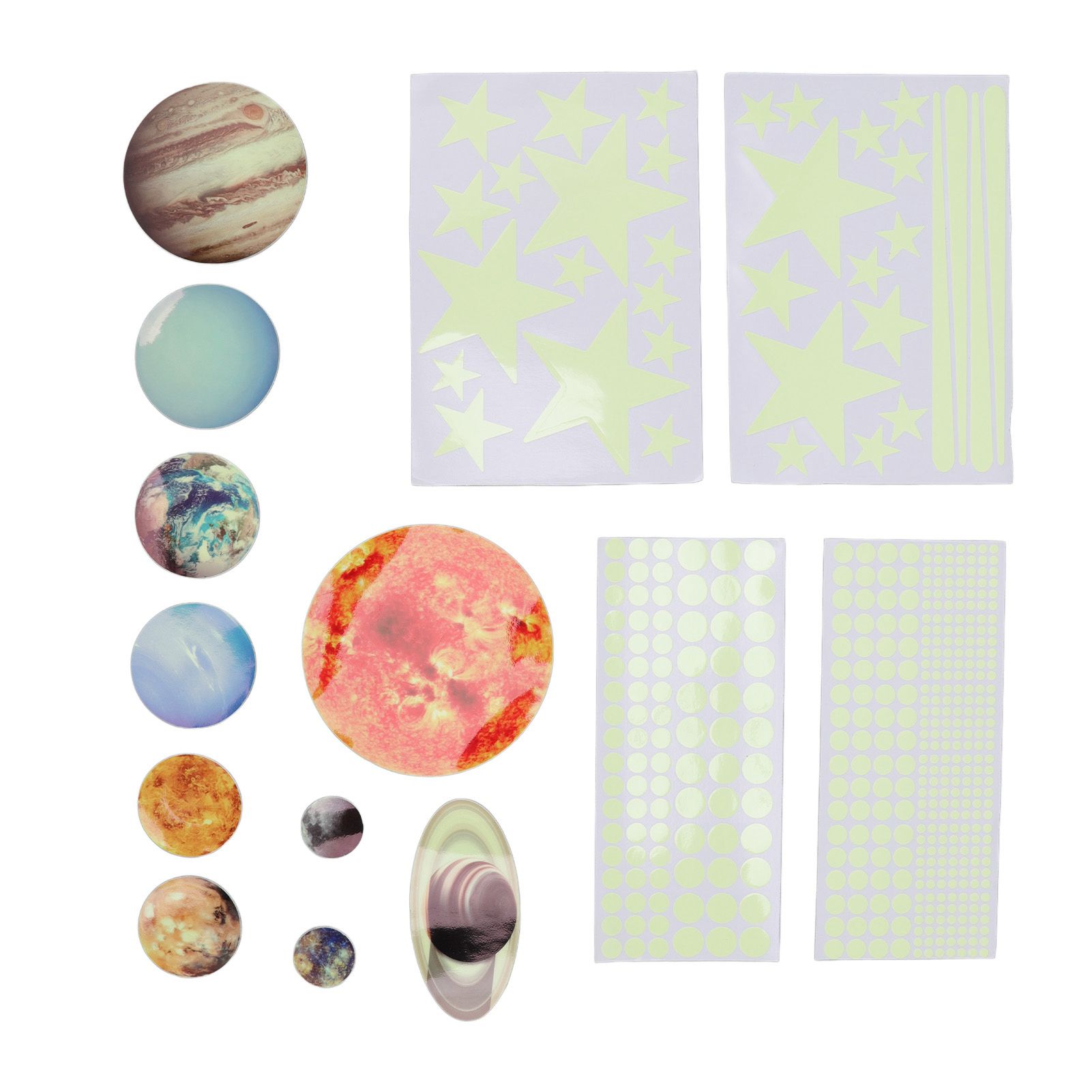 14pcs Glowing Planets Wall Stickers Glow in The Dark Star Solar System Decal view 2