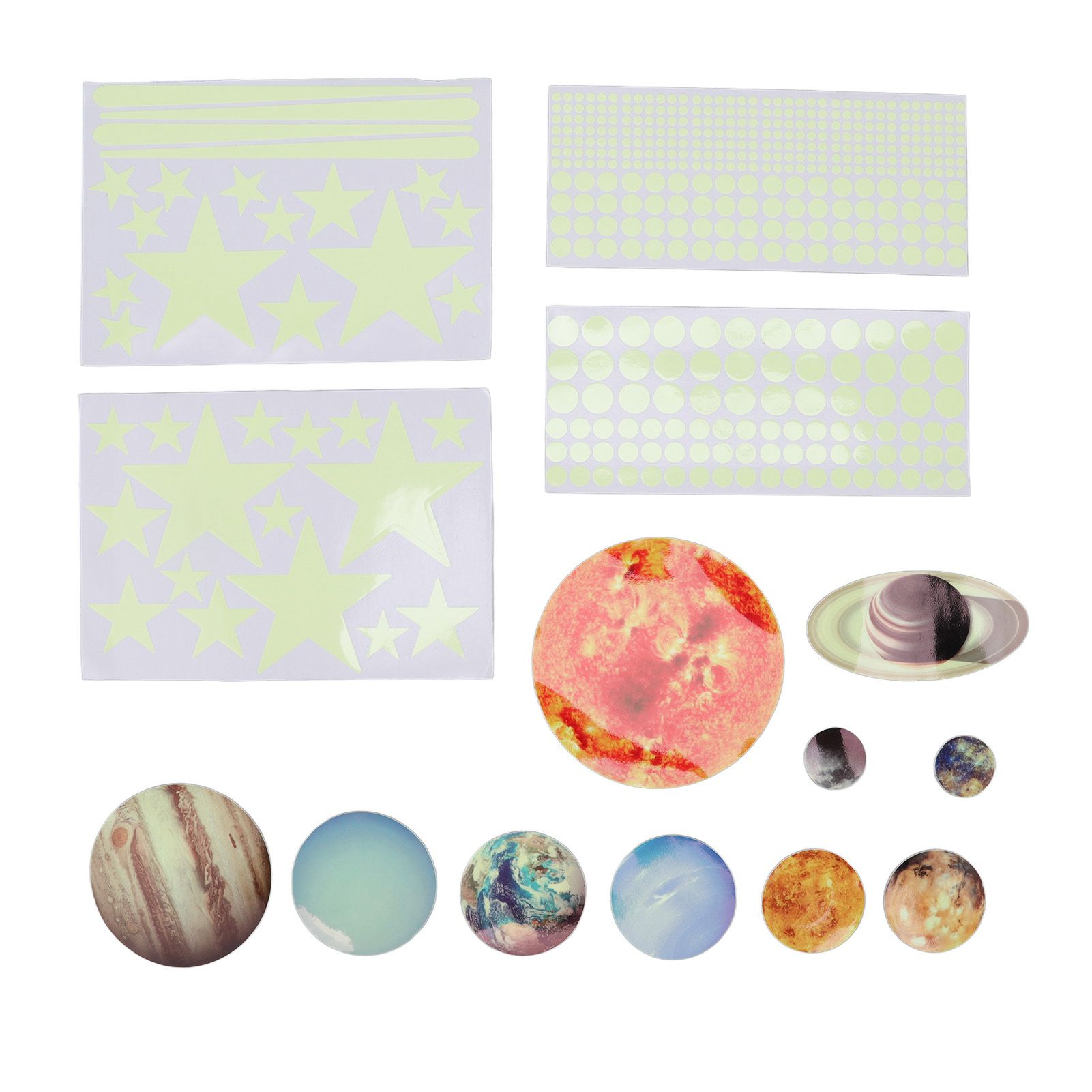 14pcs Glowing Planets Wall Stickers Glow in The Dark Star Solar System Decal view 3