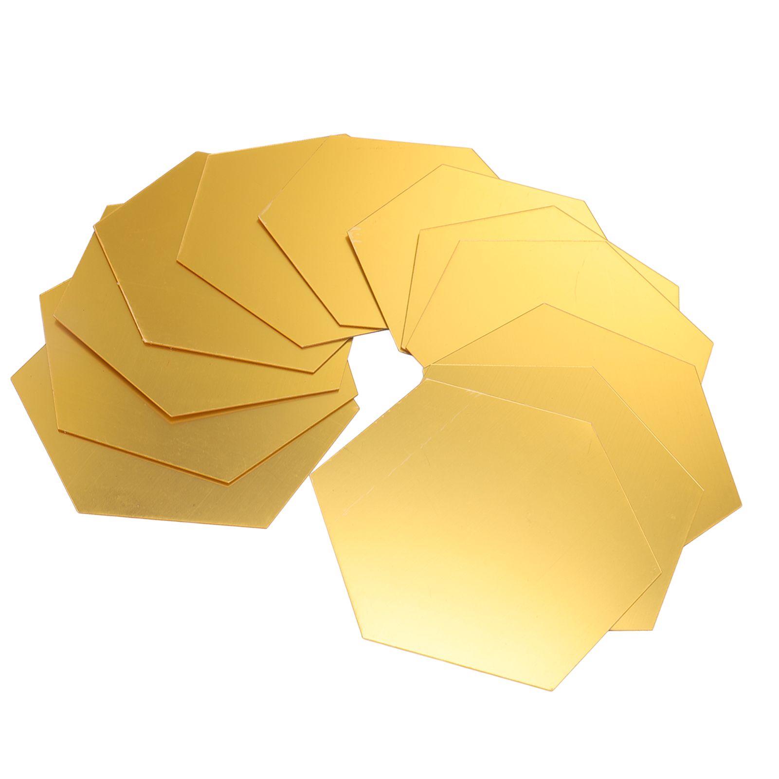 12Pcs Mirror Wall Sticker Gold Hex Shape Large Acrylic Mirror Wall Decal for view 8
