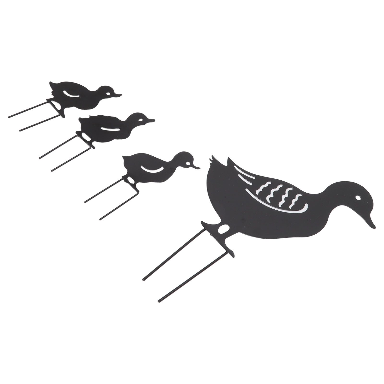 4Pcs Metal Duck Decorative Garden Stakes Cute Animal Hollow Design Black Iron view 3