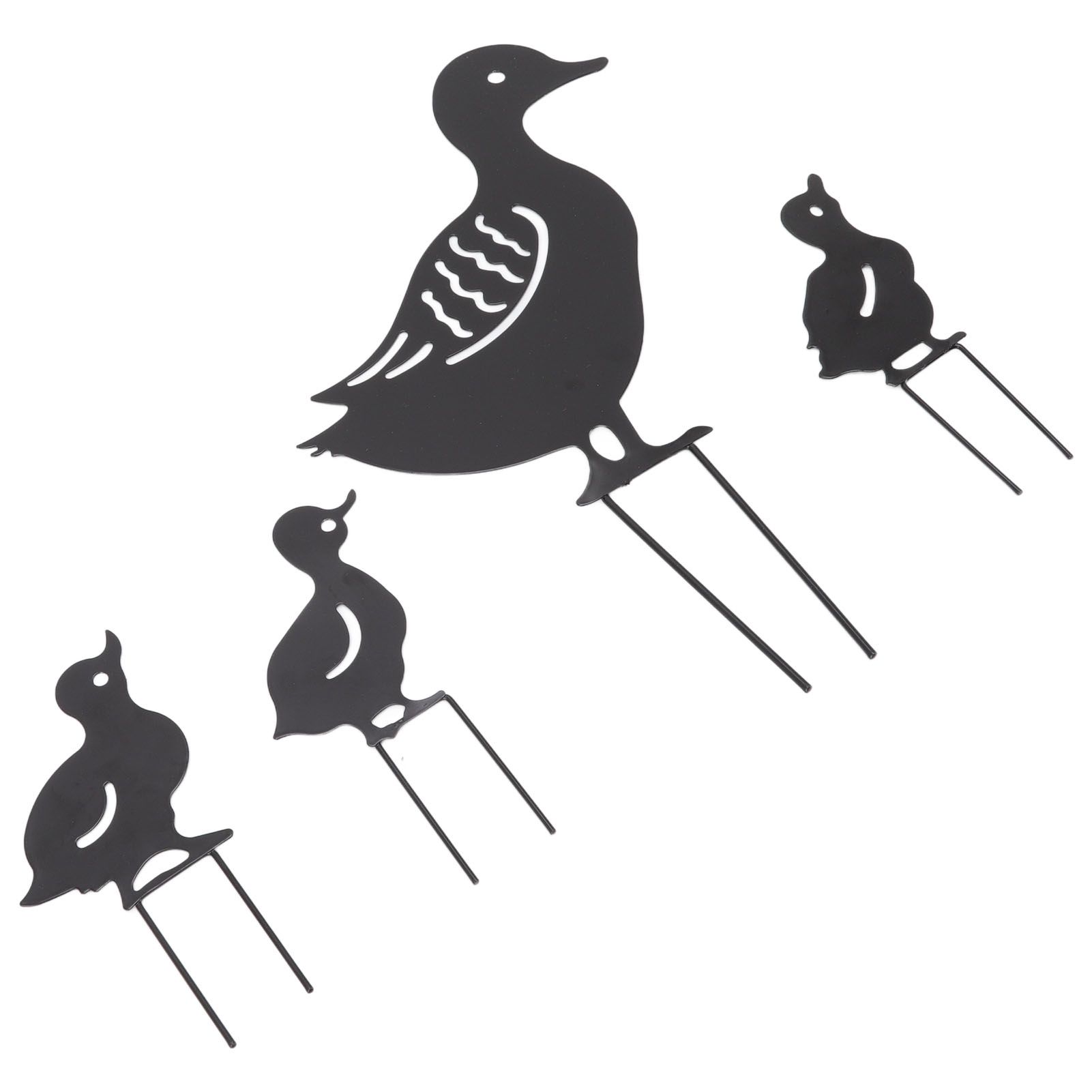 4Pcs Metal Duck Decorative Garden Stakes Cute Animal Hollow Design Black Iron view 4