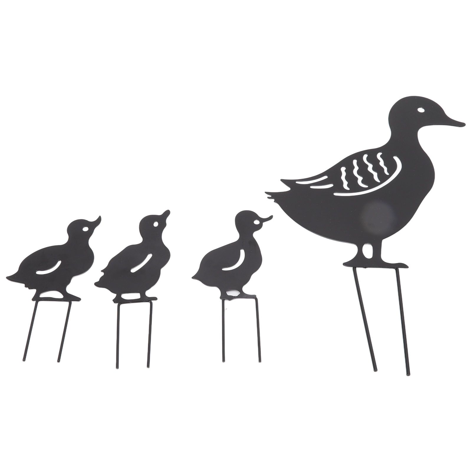 4Pcs Metal Duck Decorative Garden Stakes Cute Animal Hollow Design Black Iron view 5