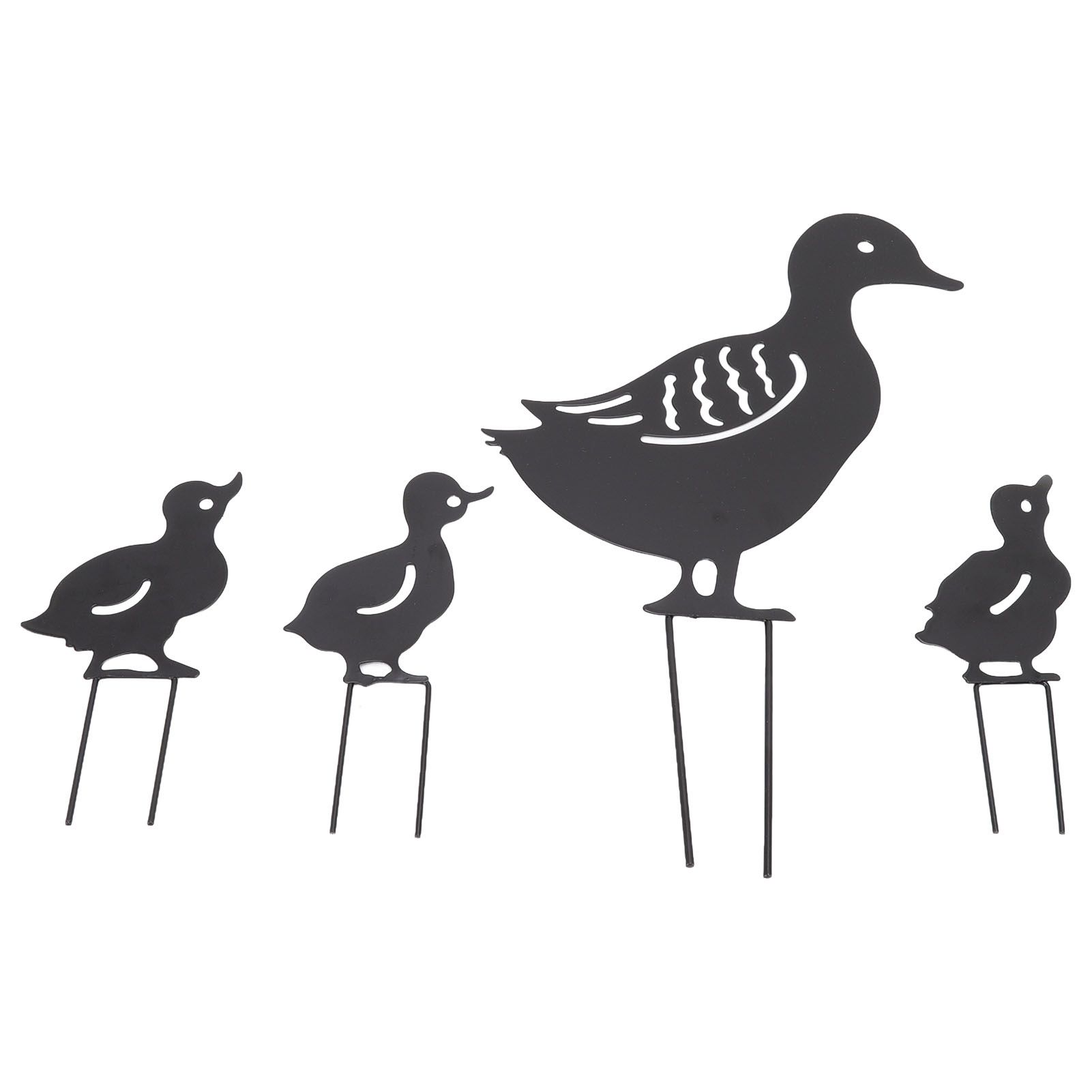 4Pcs Metal Duck Decorative Garden Stakes Cute Animal Hollow Design Black Iron view 6