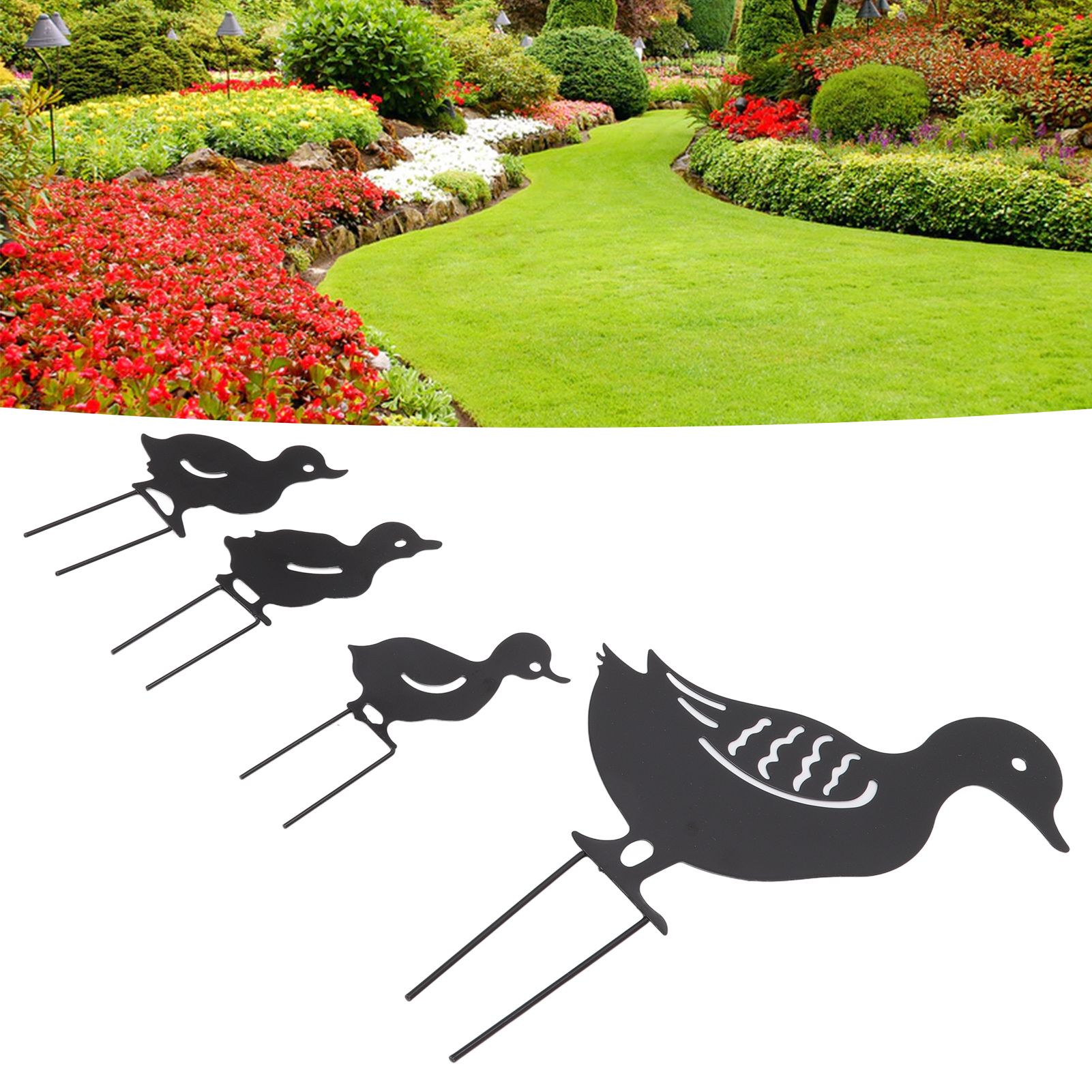4Pcs Metal Duck Decorative Garden Stakes Cute Animal Hollow Design Black Iron view 12