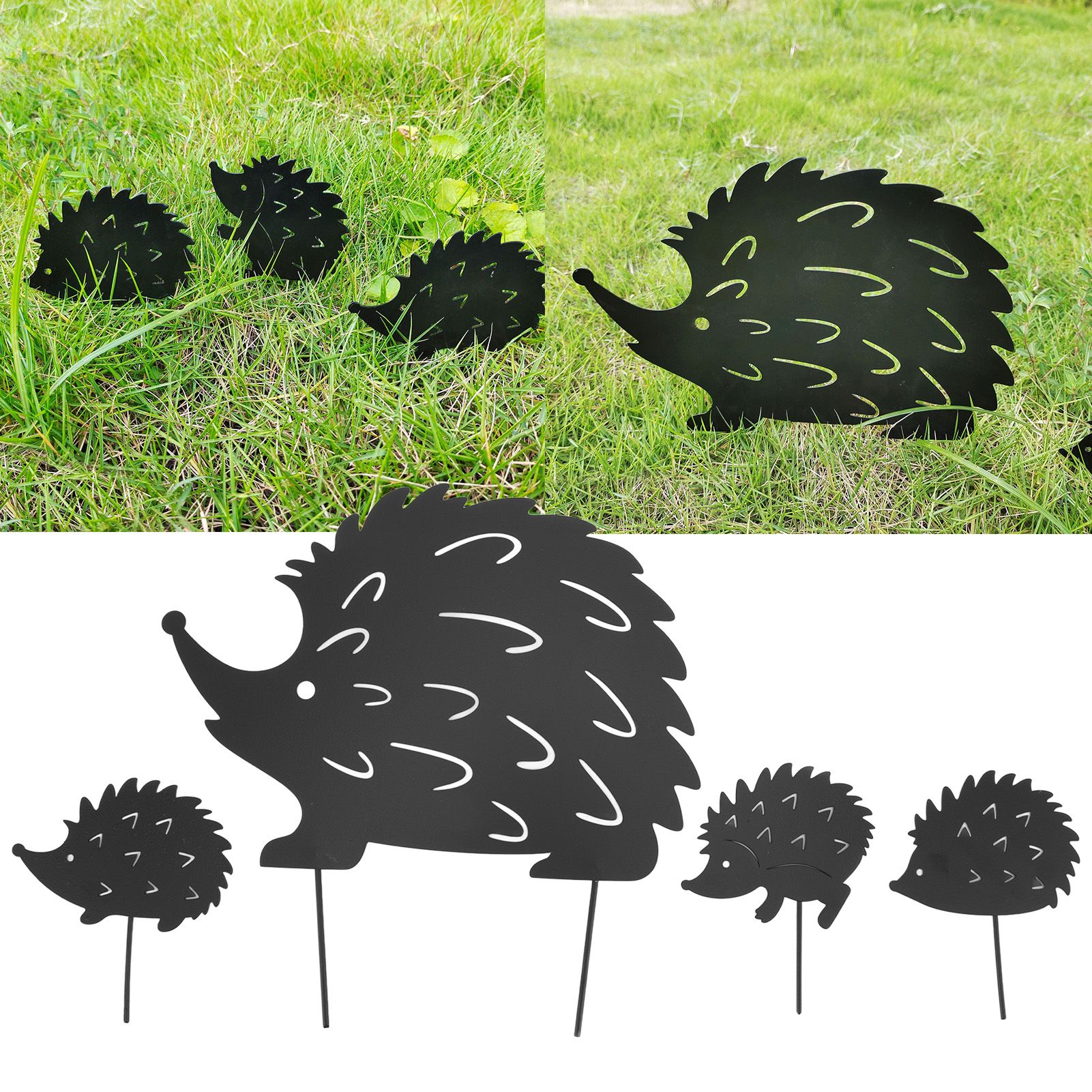 4Pcs Metal Hedgehog Decorative Garden Stakes Cute Animal Hollow Design Patio view 11