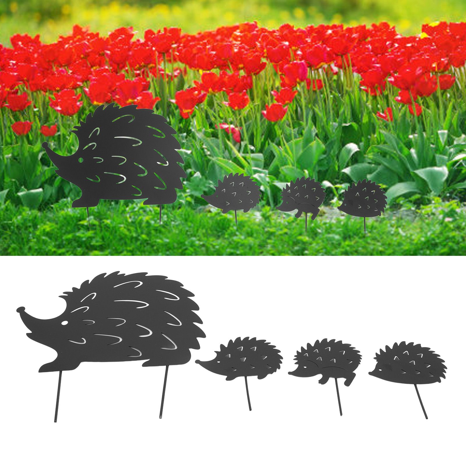 4Pcs Metal Hedgehog Decorative Garden Stakes Cute Animal Hollow Design Patio view 12