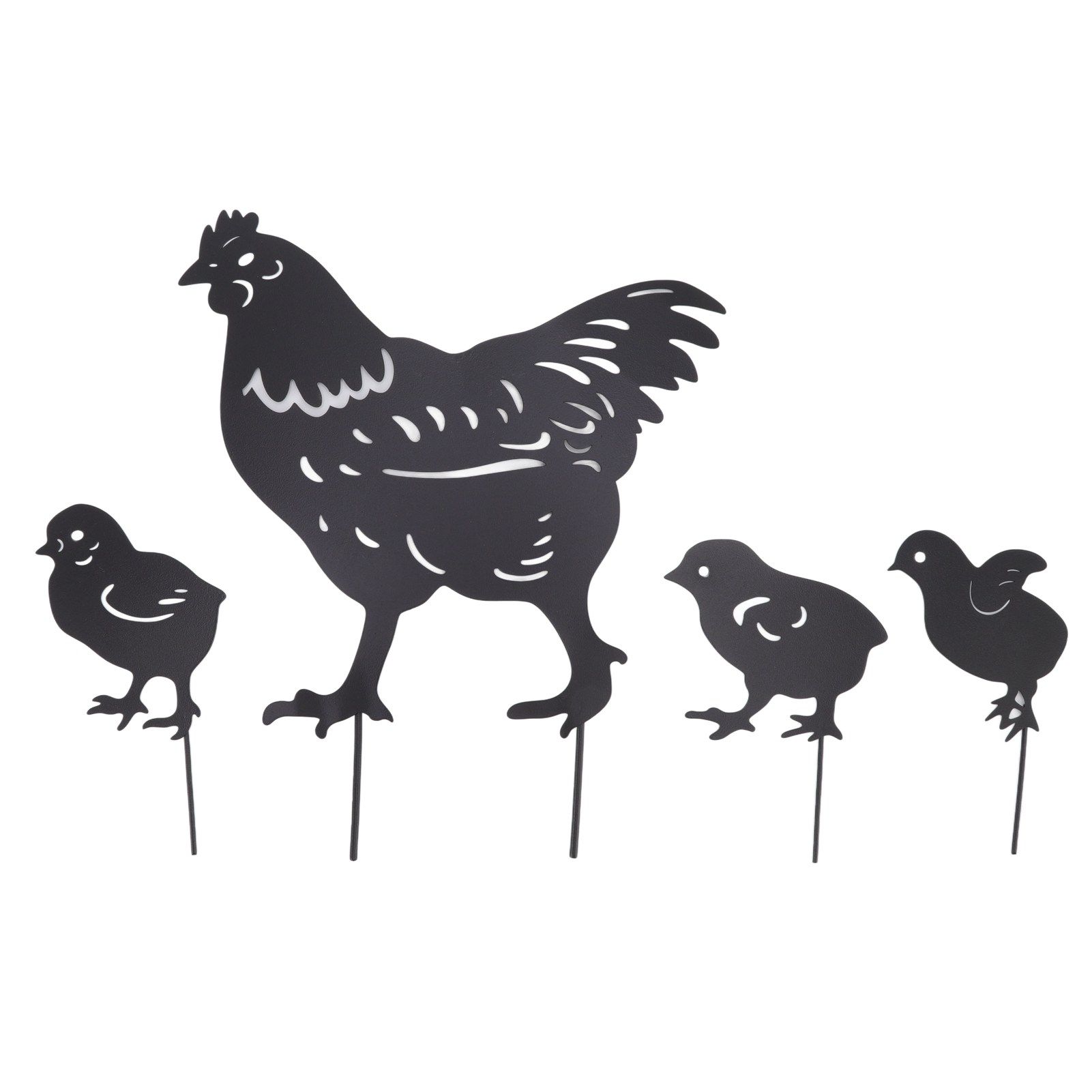 4Pcs Hen Chicken Silhouette Hollow Stake Design Cute Hen Chicken Design view 2
