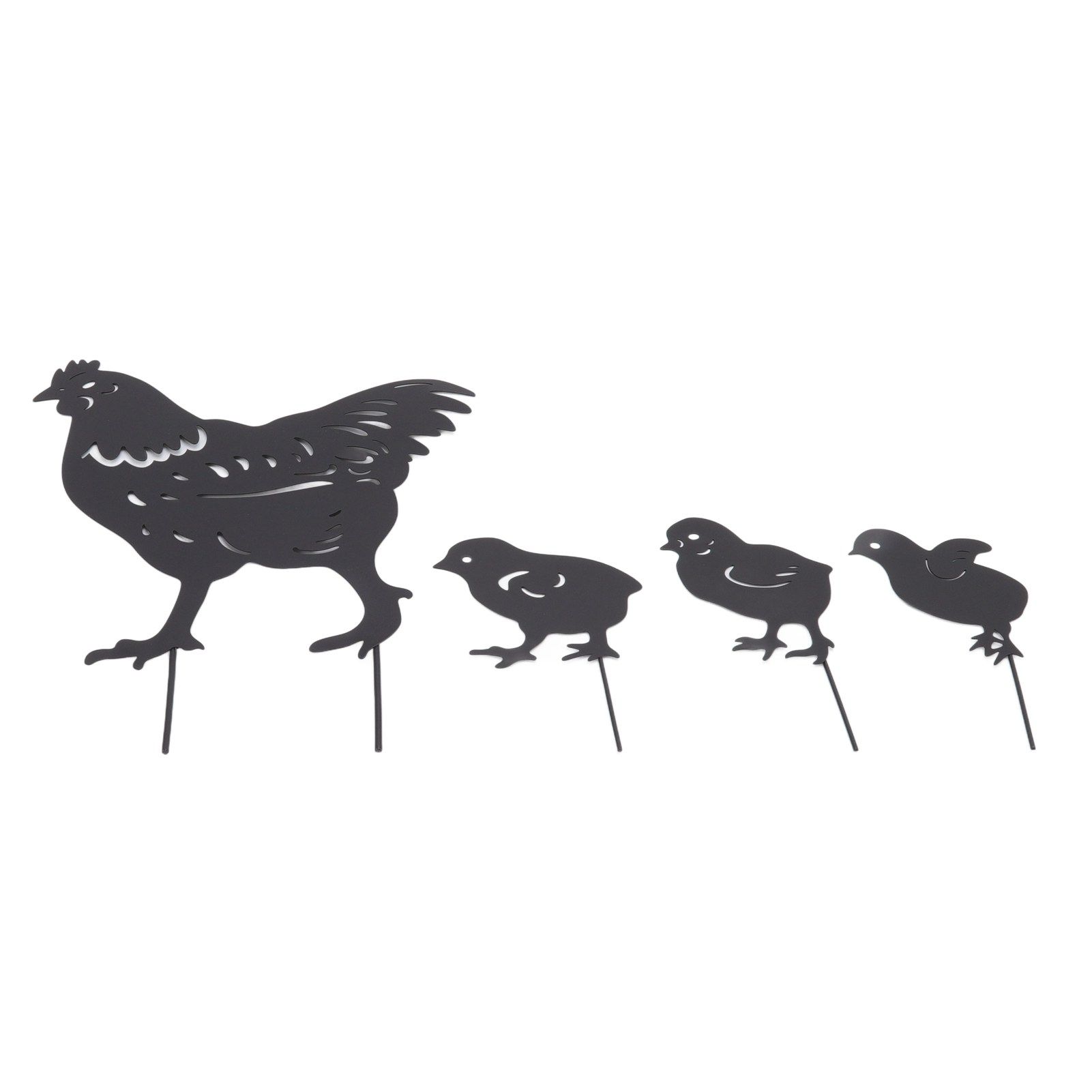 4Pcs Hen Chicken Silhouette Hollow Stake Design Cute Hen Chicken Design view 3