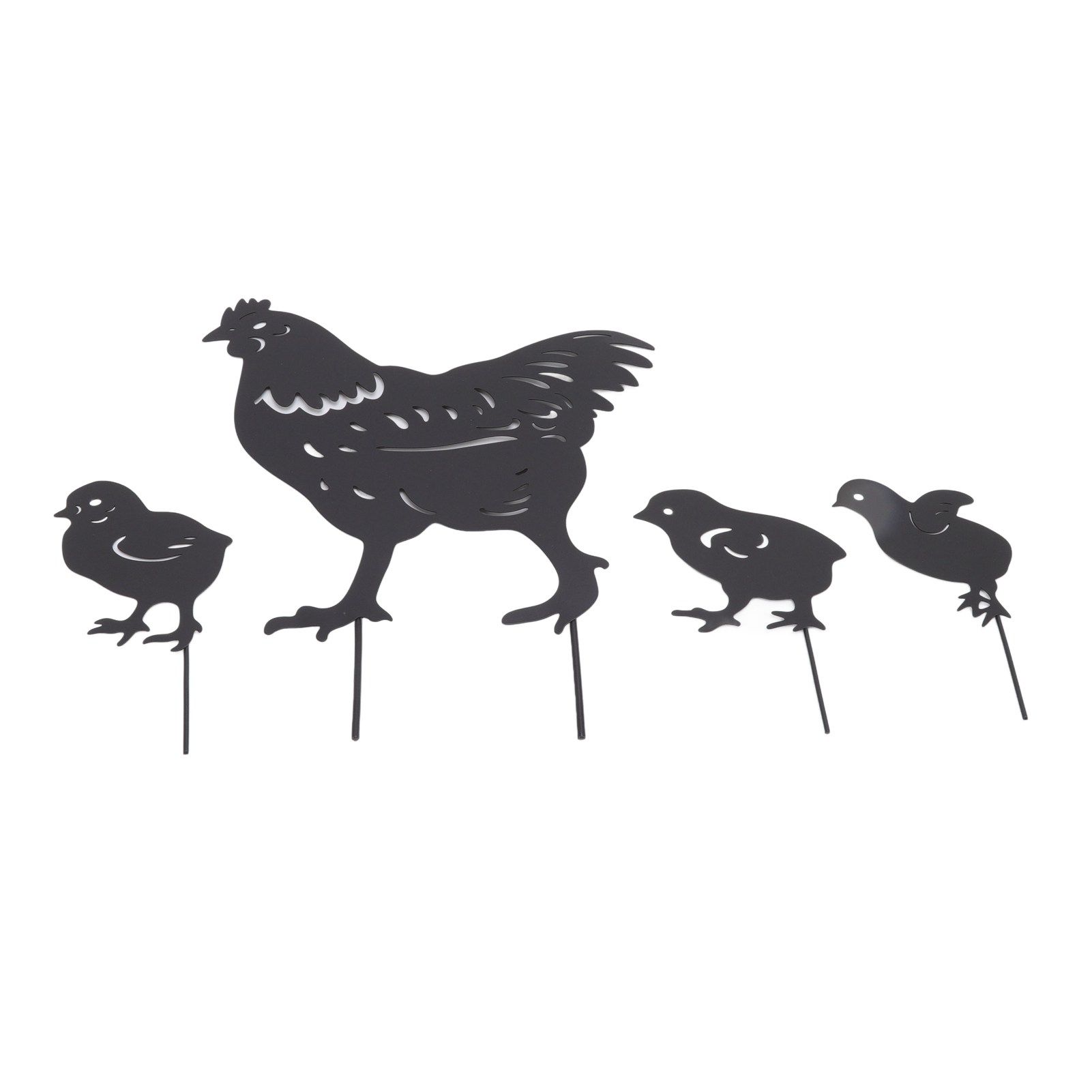 4Pcs Hen Chicken Silhouette Hollow Stake Design Cute Hen Chicken Design view 5