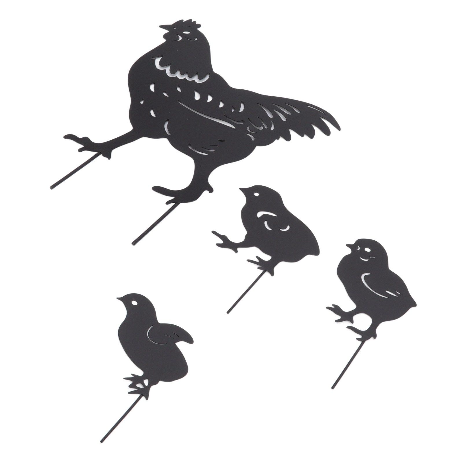 4Pcs Hen Chicken Silhouette Hollow Stake Design Cute Hen Chicken Design view 9