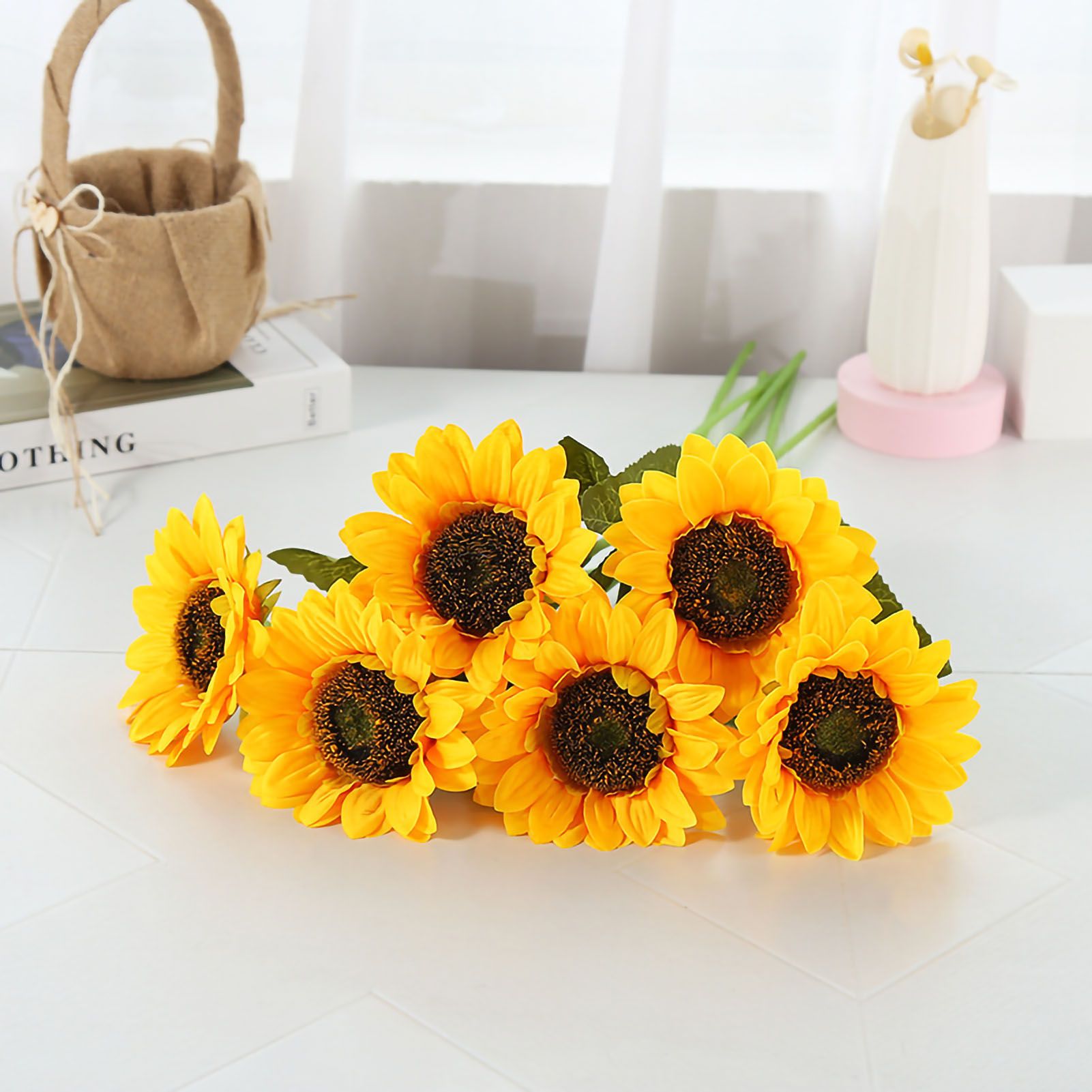 Artificial Sunflower Simulation Flower Silk Cloth for Home Living Room view 9