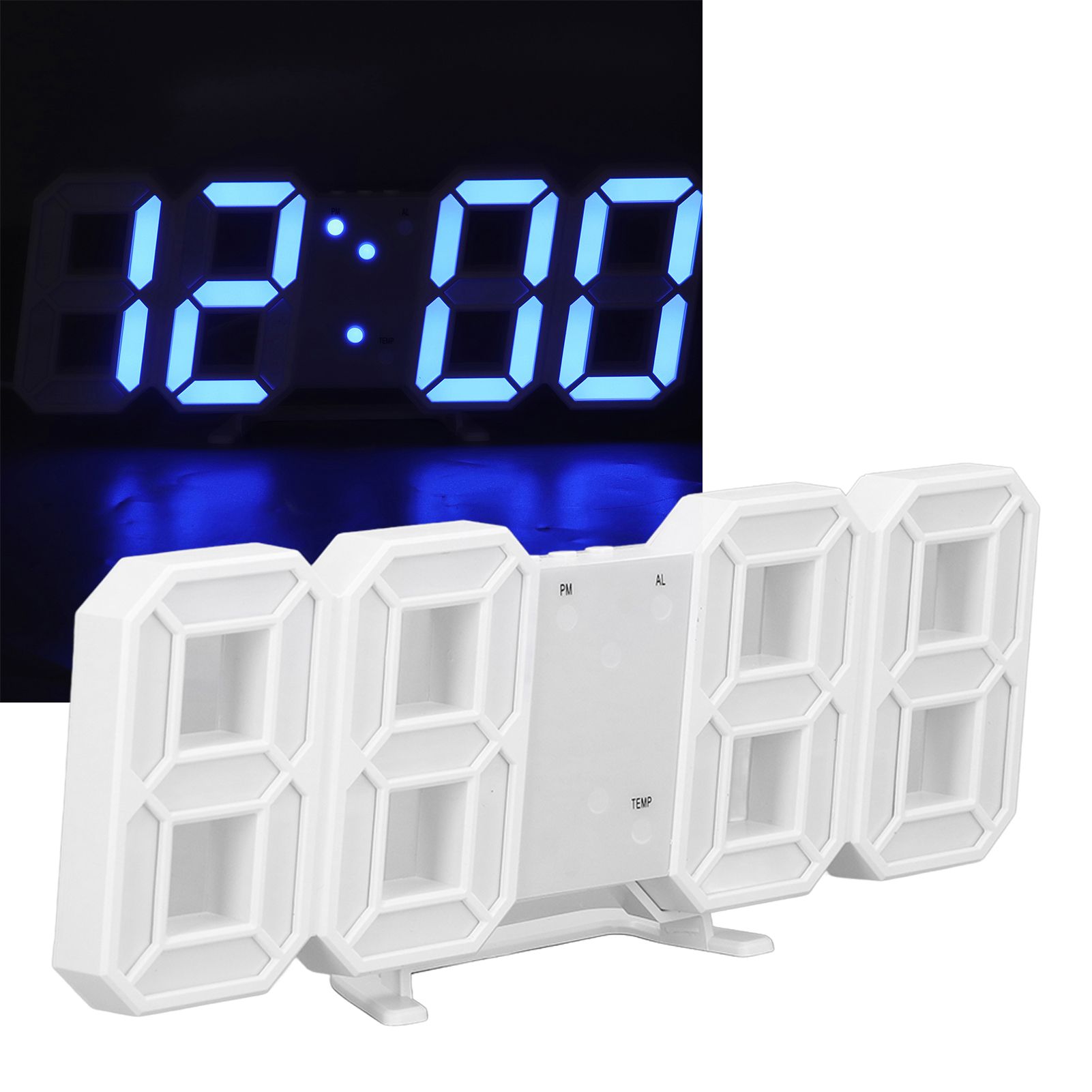3D LED Wall Clock Minimalist White Frame Digital Wall Alarm Clock Timer with view 12