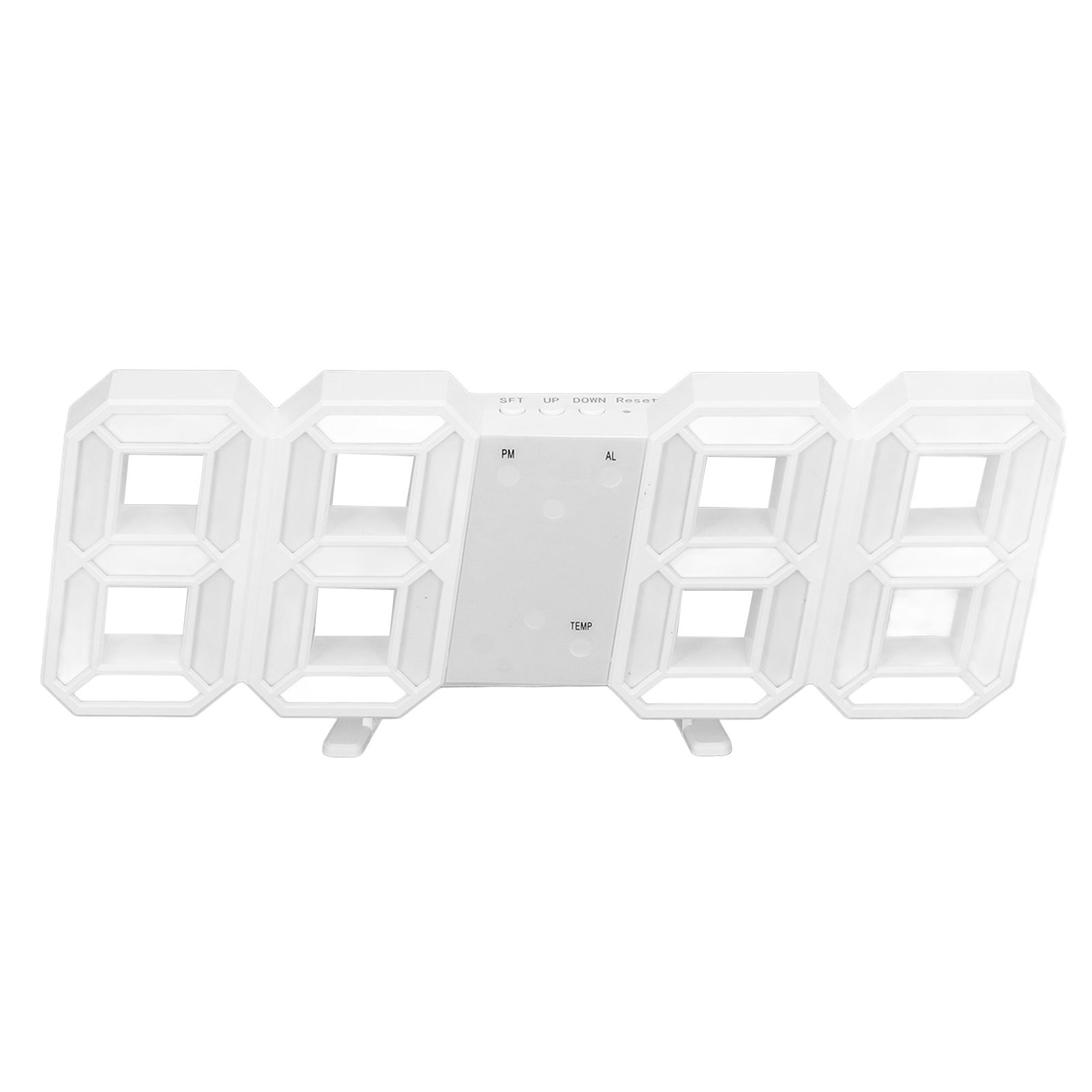 3D LED Wall Clock Minimalist White Frame Digital Wall Alarm Clock Timer with view 8