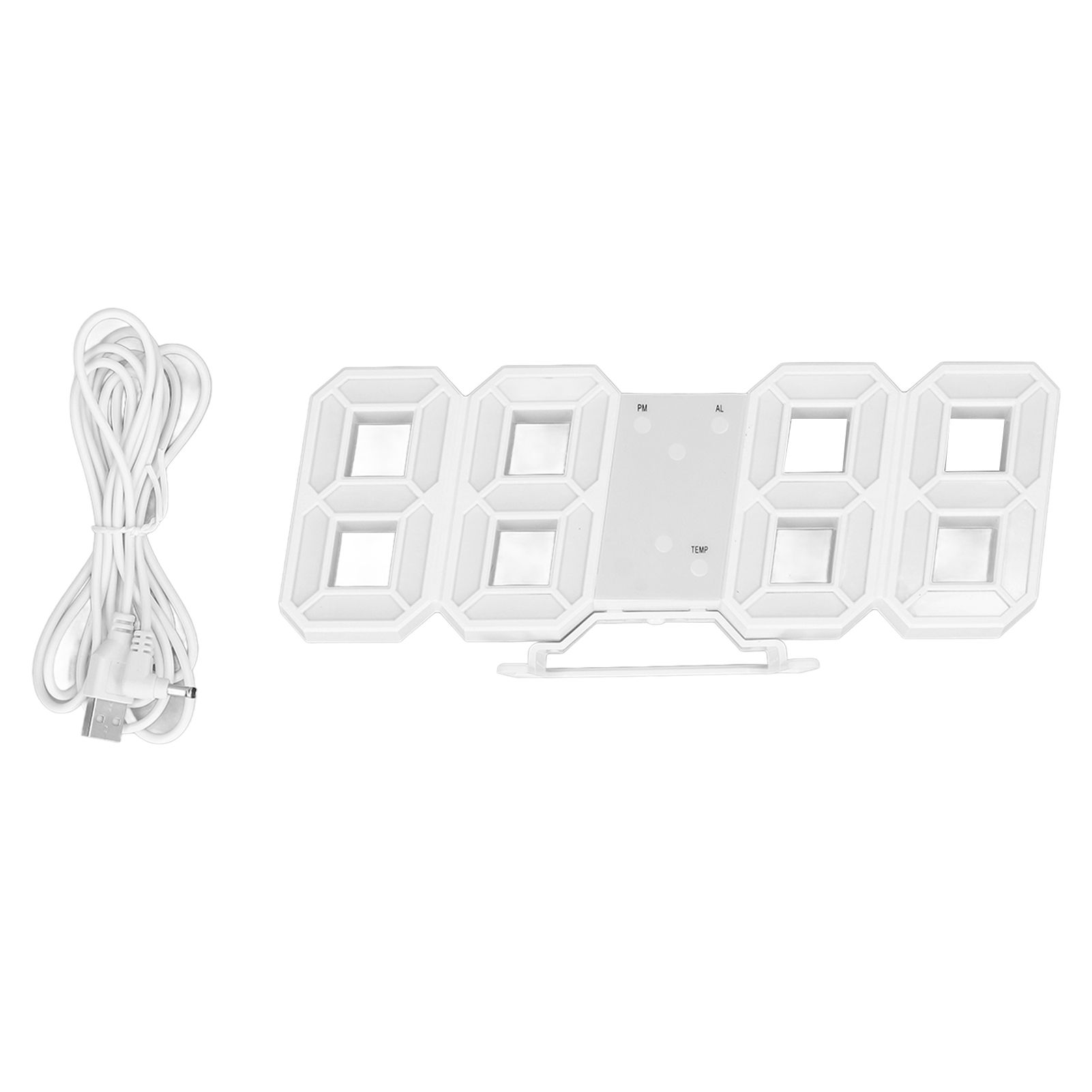 3D LED Wall Clock Minimalist White Frame Digital Wall Alarm Clock Timer with — image 1