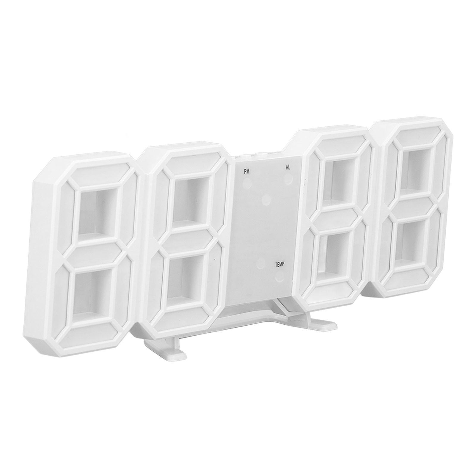 3D LED Wall Clock Minimalist White Frame Digital Wall Alarm Clock Timer with view 9