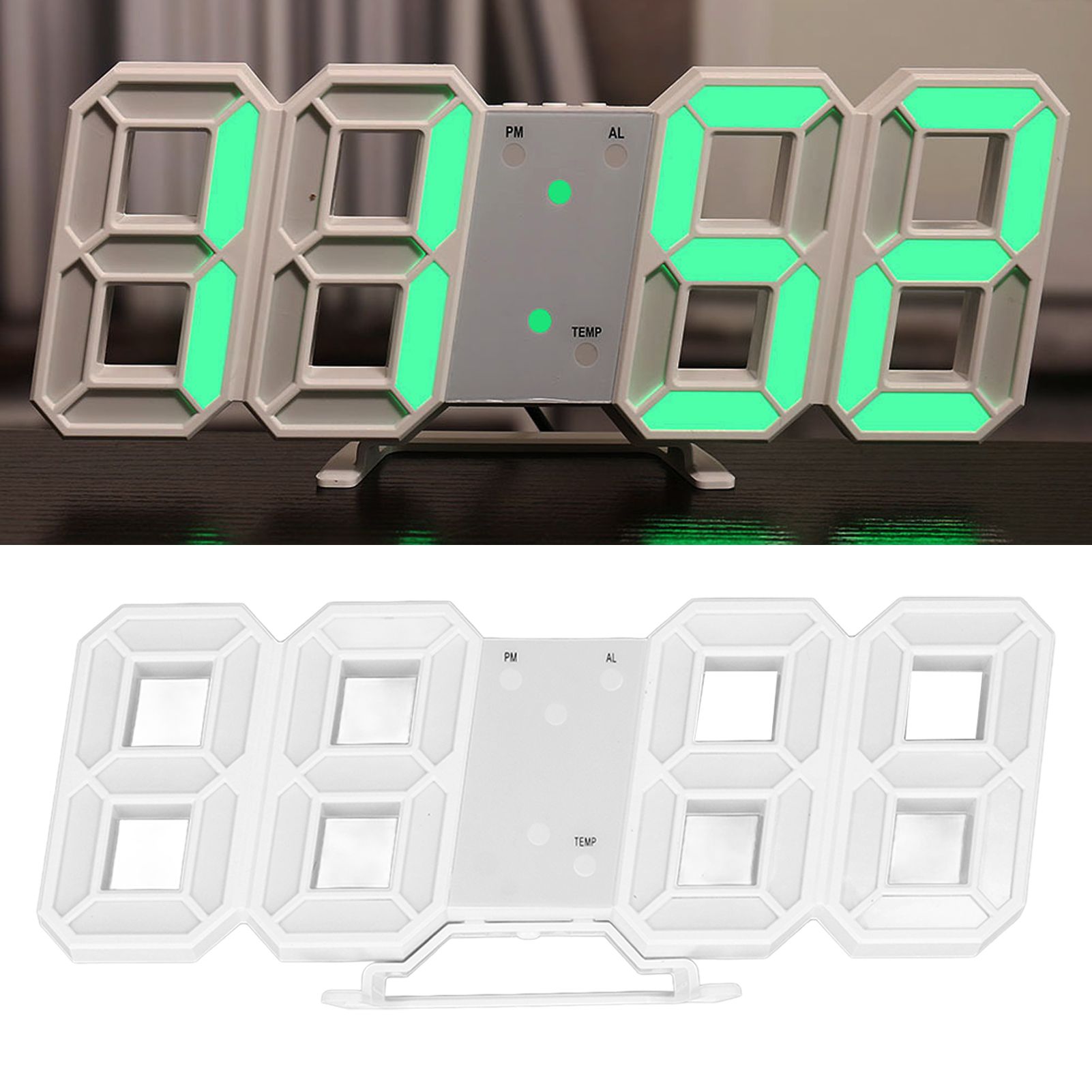 3D LED Wall Clock Minimalist White Frame Digital Wall Alarm Clock Timer with view 12