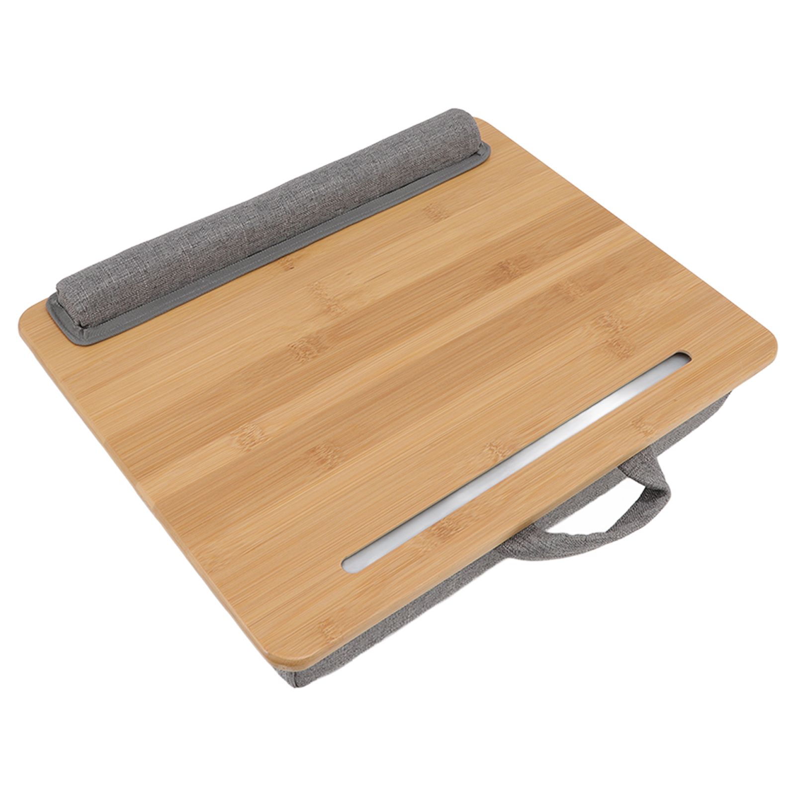 Laptop Table Multifunction Bamboo Lap Desk Bed Tray with Cushion for Reading view 4