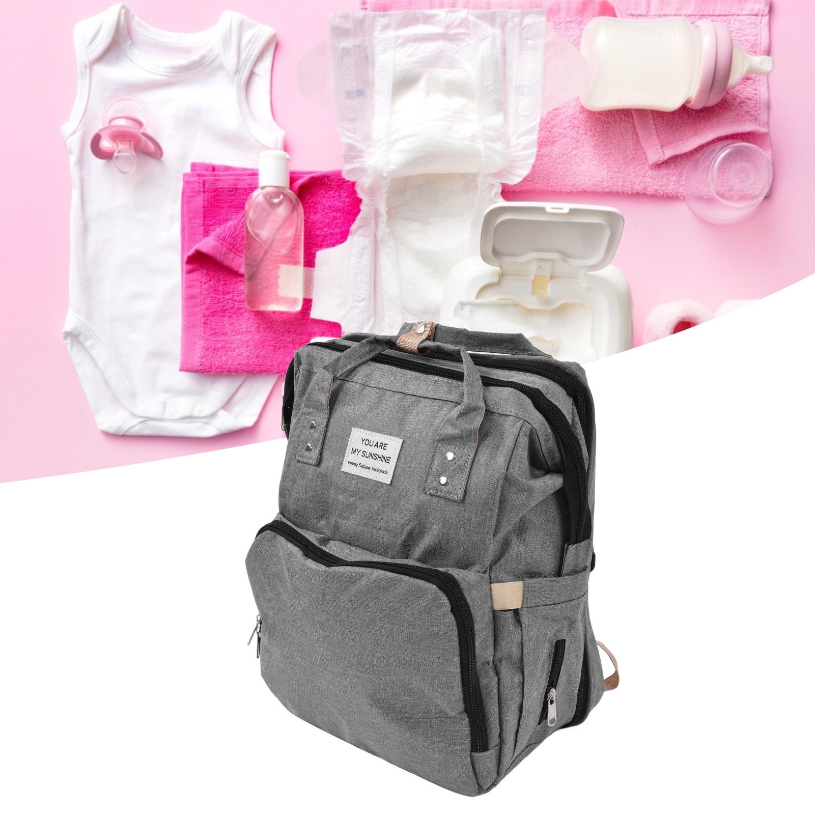 Backpack Multifunctional Foldable Large Capacity Baby Diaper Storage Bag for view 11