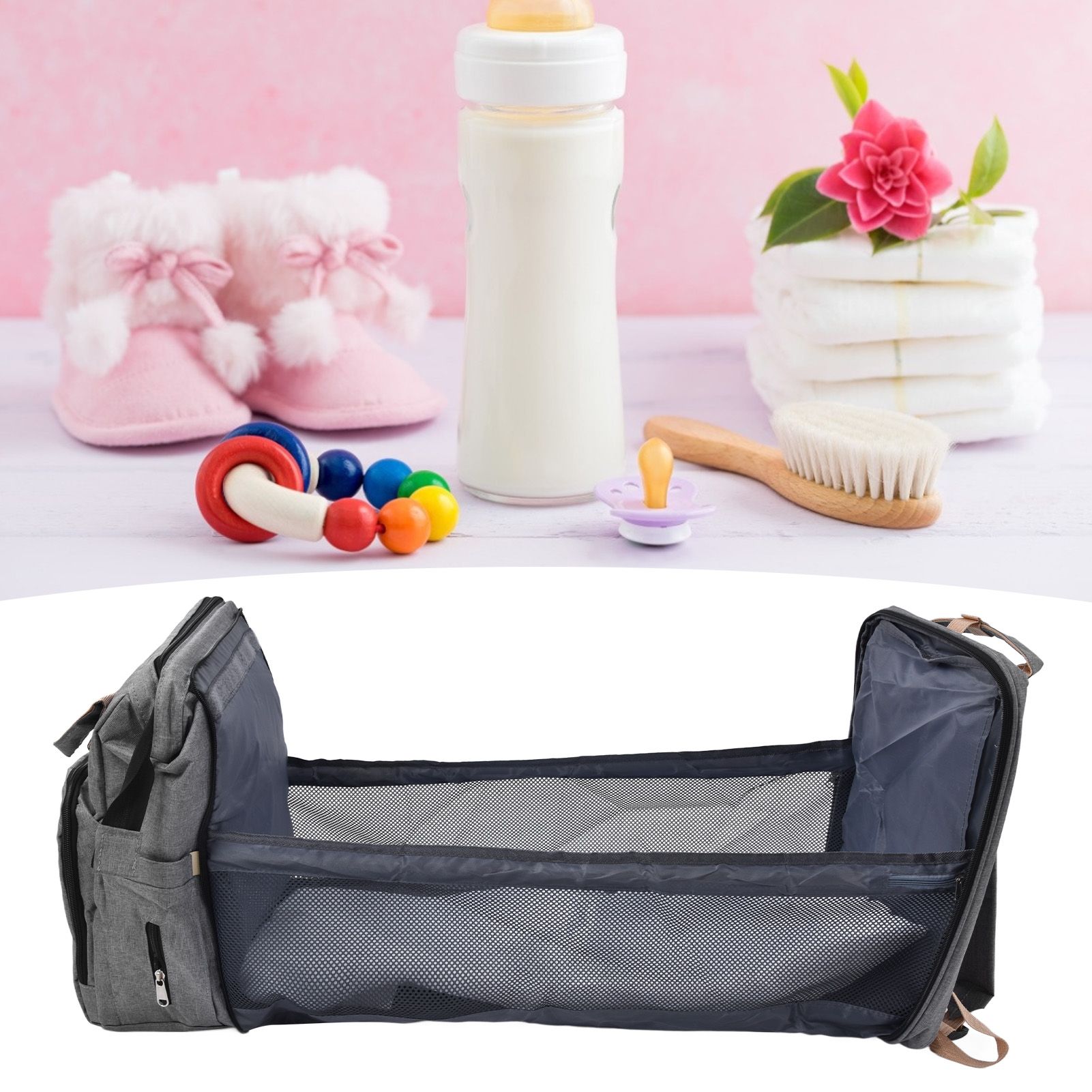 Backpack Multifunctional Foldable Large Capacity Baby Diaper Storage Bag for view 12