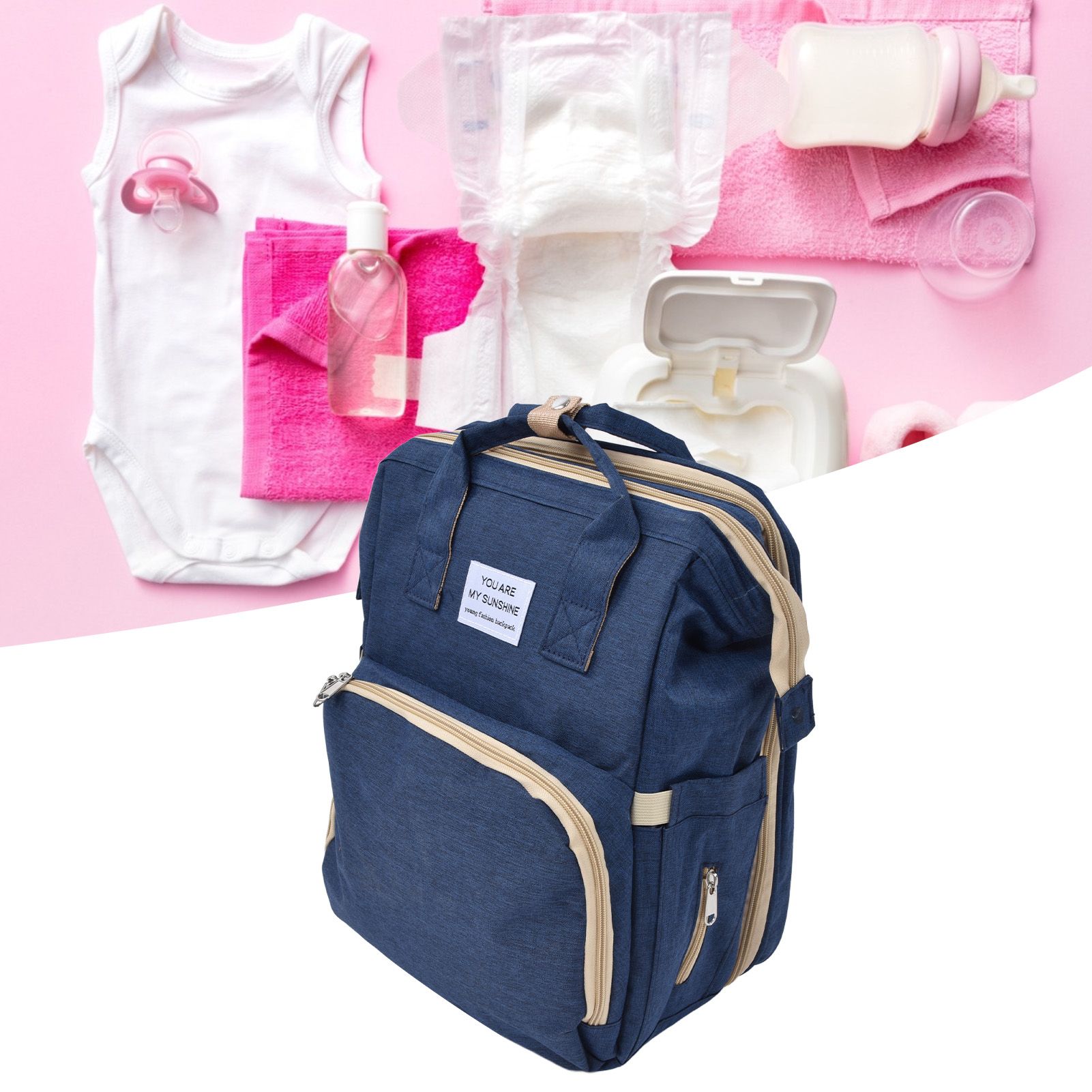 Backpack Multifunctional Foldable Large Capacity Baby Diaper Storage Bag for view 12