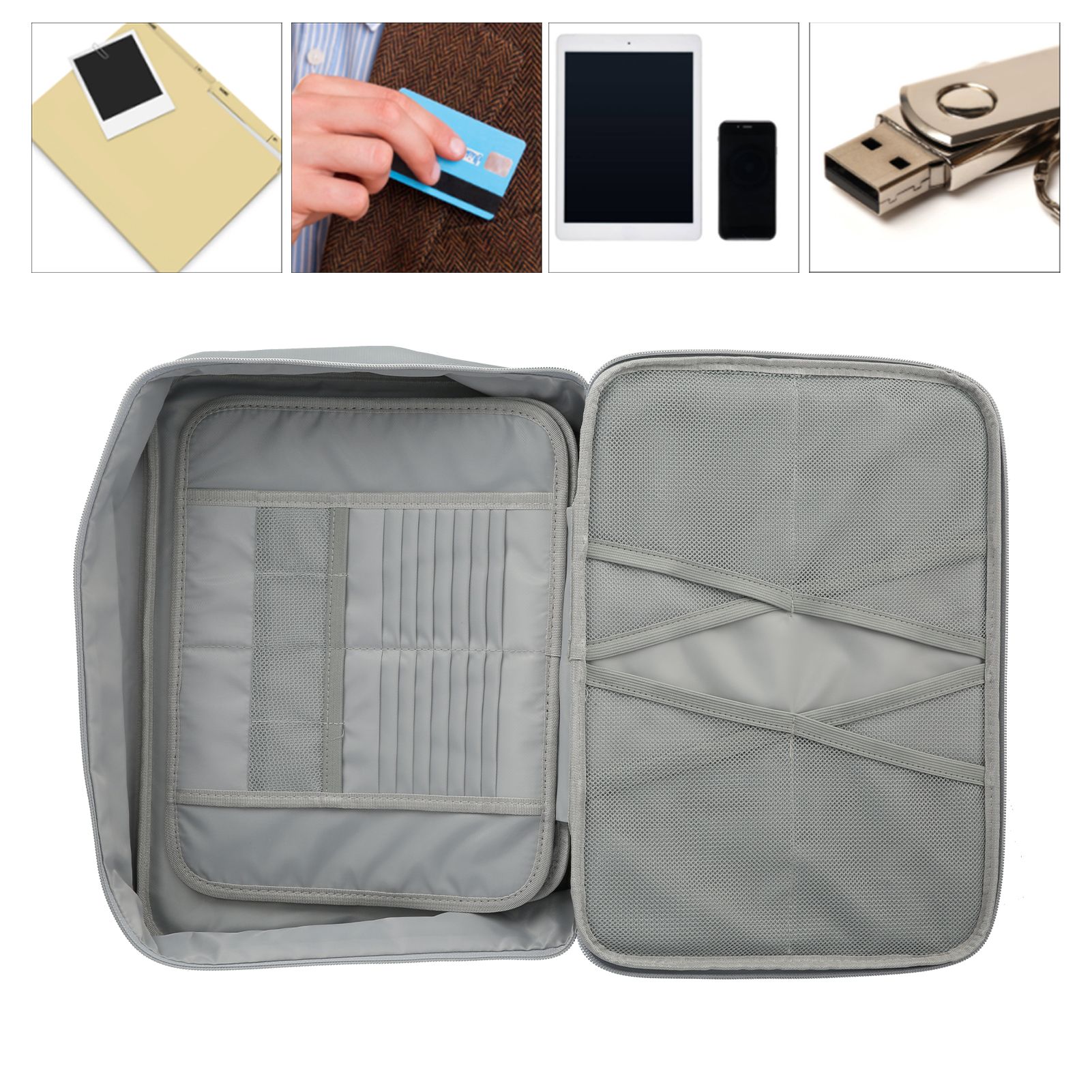 Document Bag Fireproof Waterproof Portable Large Size Multi Layer File view 12
