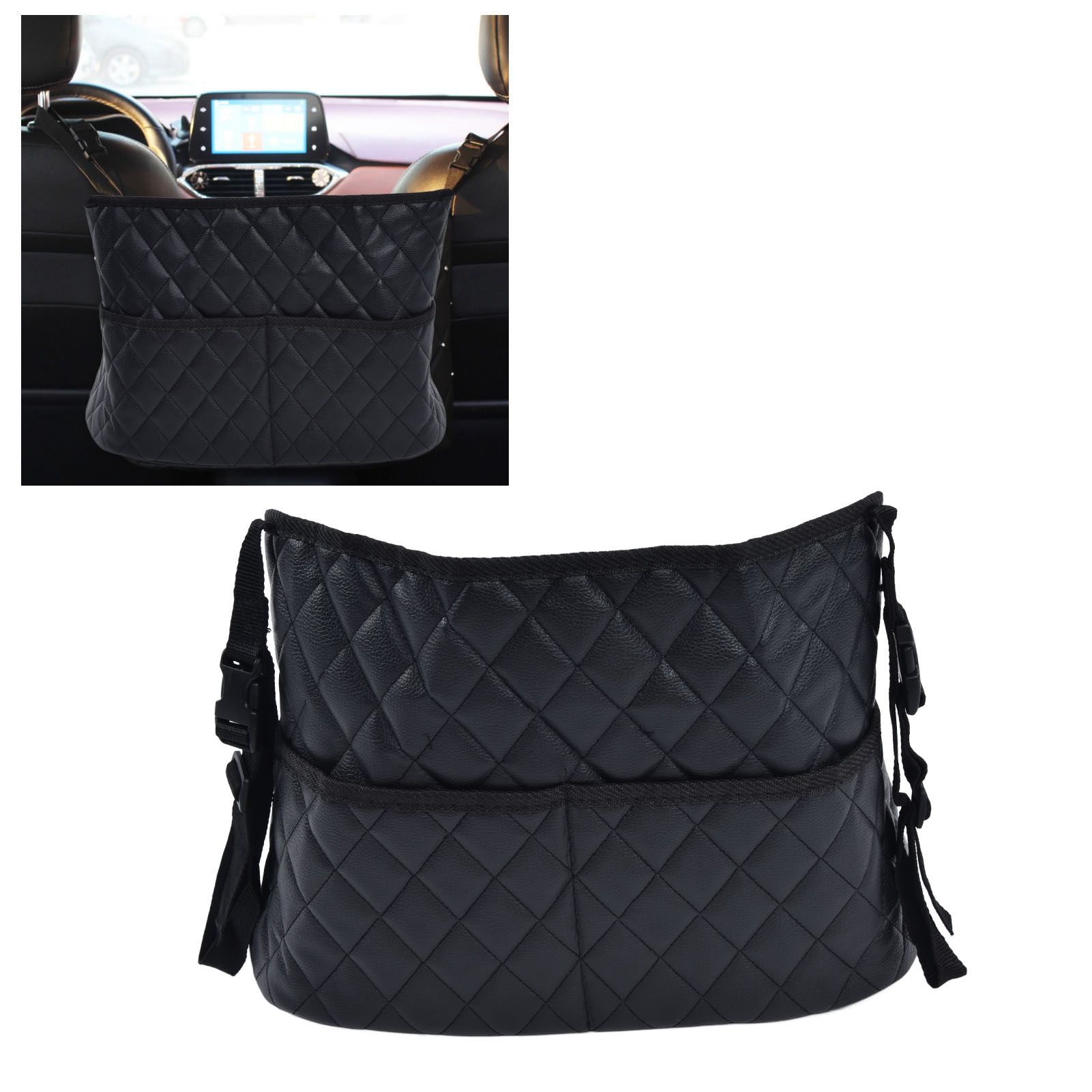 Rhombus Hanging Car Net Pocket Large Capacity Car Storage Bag Seat Bag Net Bag view 11