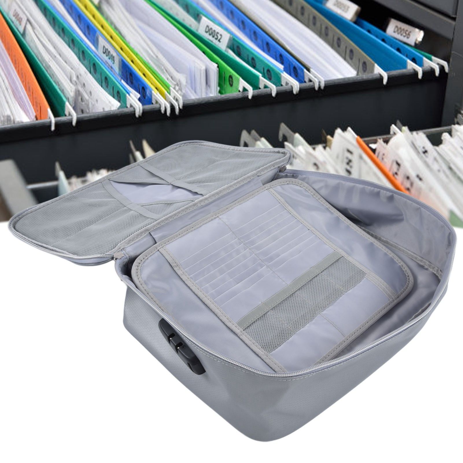 Fireproof Document Bag Pouch Portable File Safe Organizer Large Capacity view 12