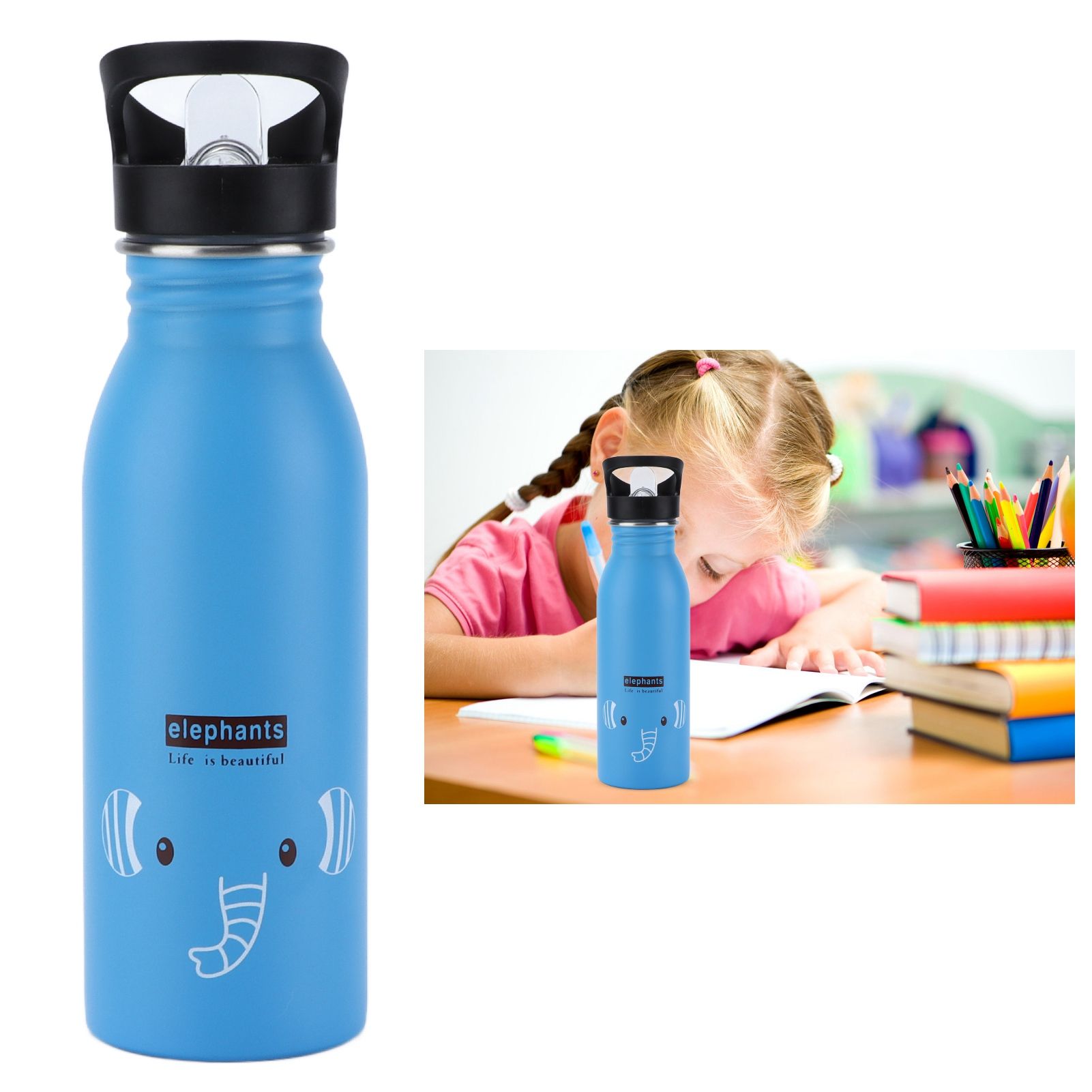 Stainless Steel Sport Water Bottle 500ml Cute Vacuum Insulated Water Bottle view 12