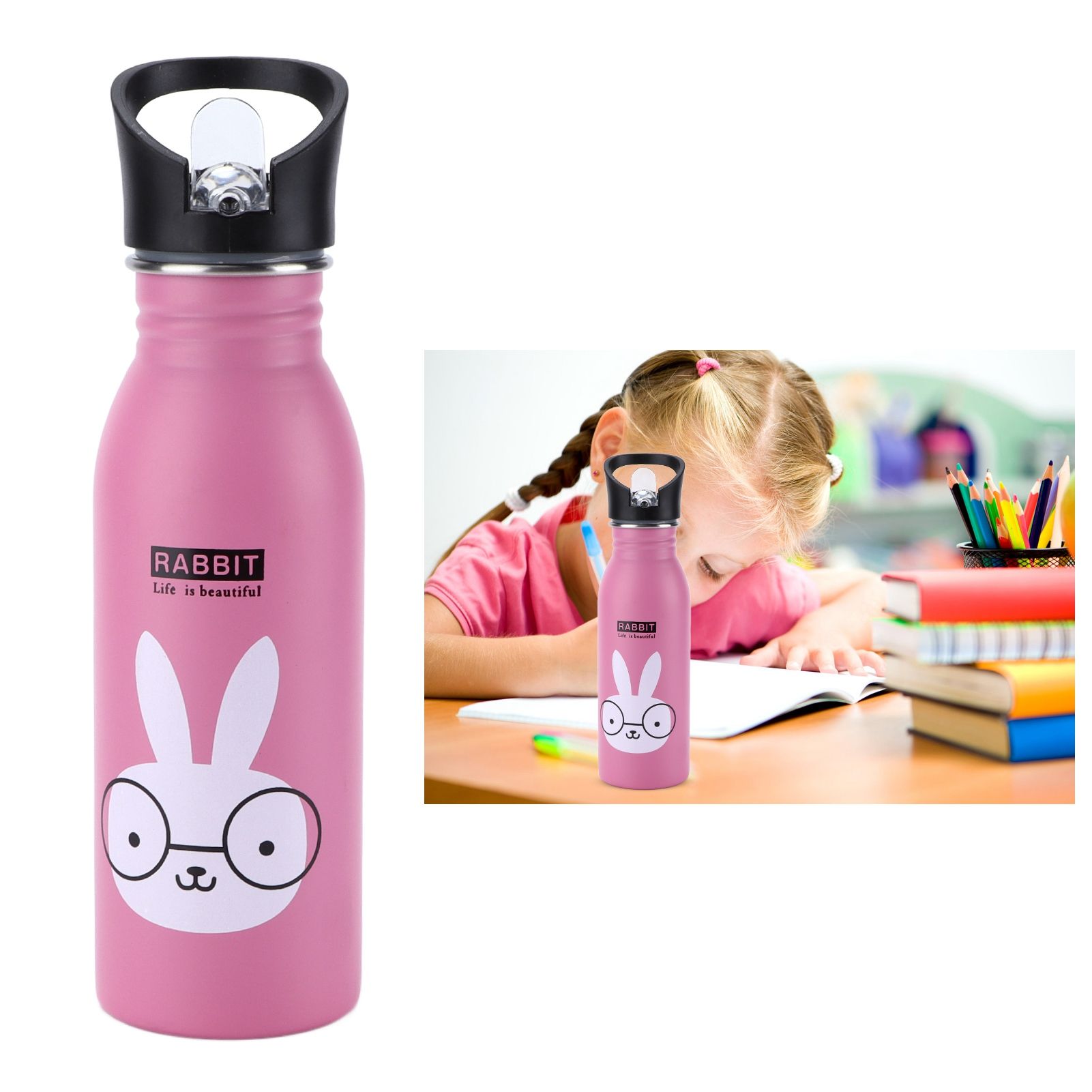 Stainless Steel Sport Water Bottle 500ml Cute Vacuum Insulated Water Bottle view 11