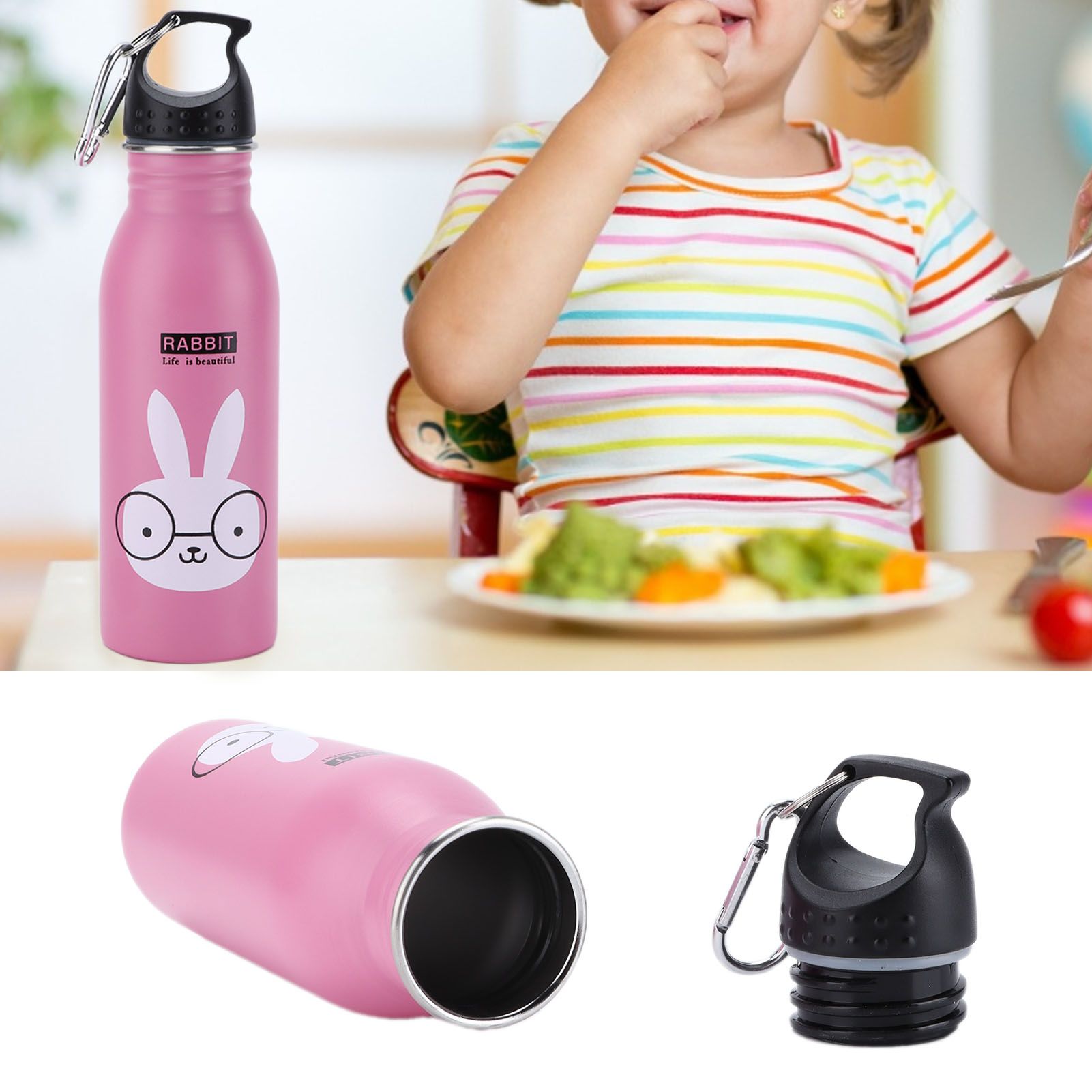 K601 Cute Cartoon Water Bottle Insulated Vacumm Stainless Steel Sport Water view 12
