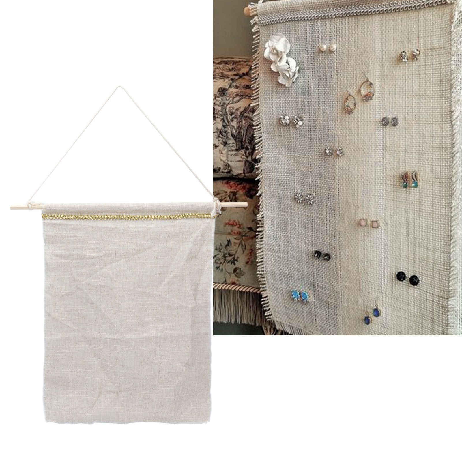Pockets Cotton Linen Wall Hanging Earrings Storage Bags Multifunctional Home view 11