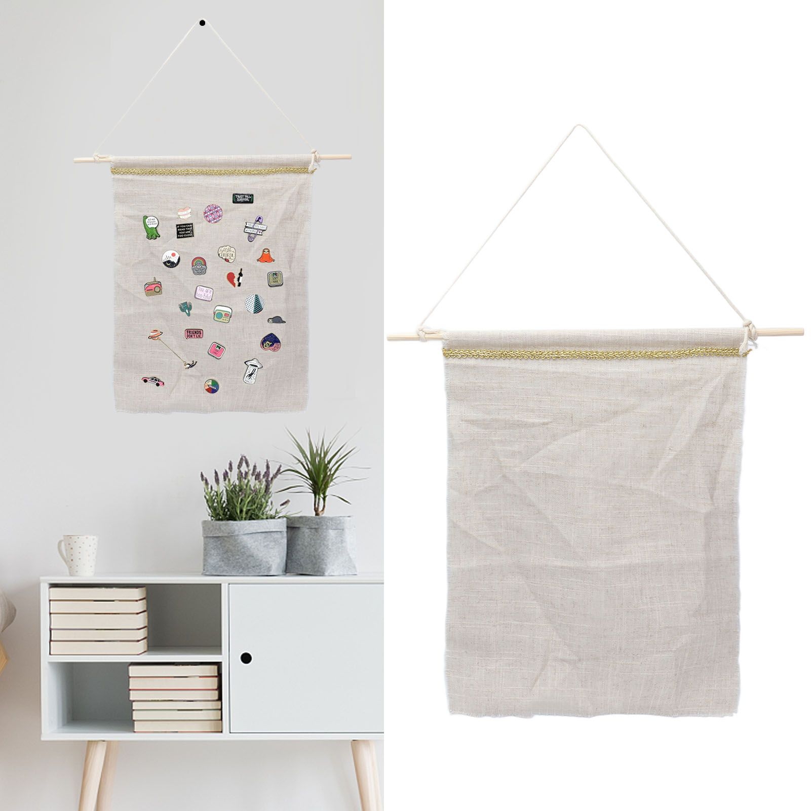 Pockets Cotton Linen Wall Hanging Earrings Storage Bags Multifunctional Home view 12